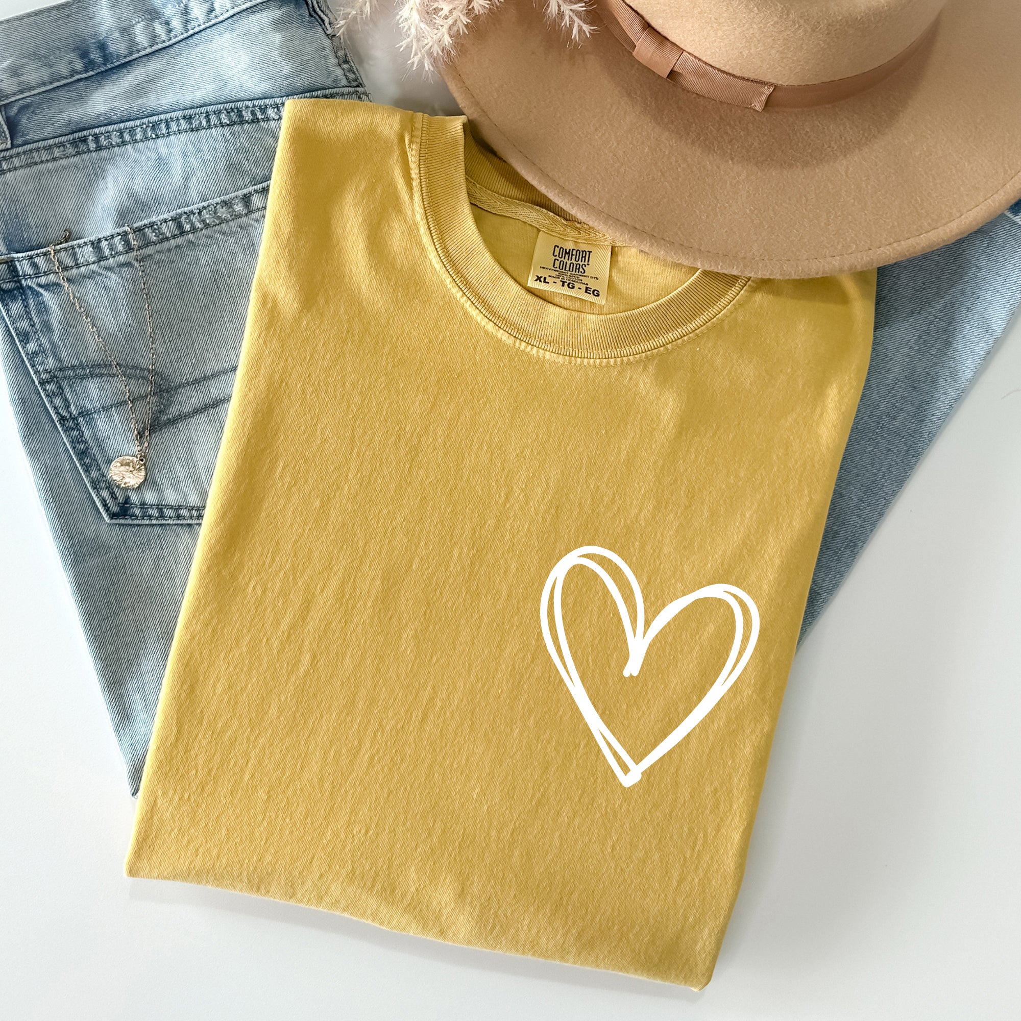 Double Heart, Pocket Print, St Patrick's Day Edition With Celtic Charm Comfort Colors Tee