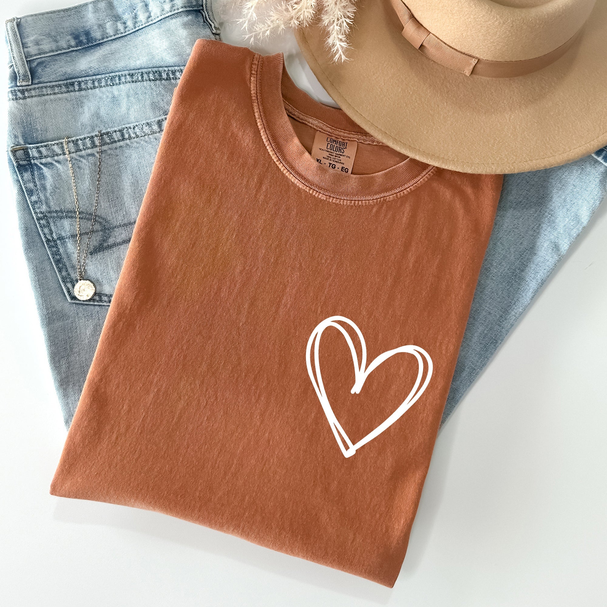Double Heart, Pocket Print, St Patrick's Day Edition With Celtic Charm Comfort Colors Tee
