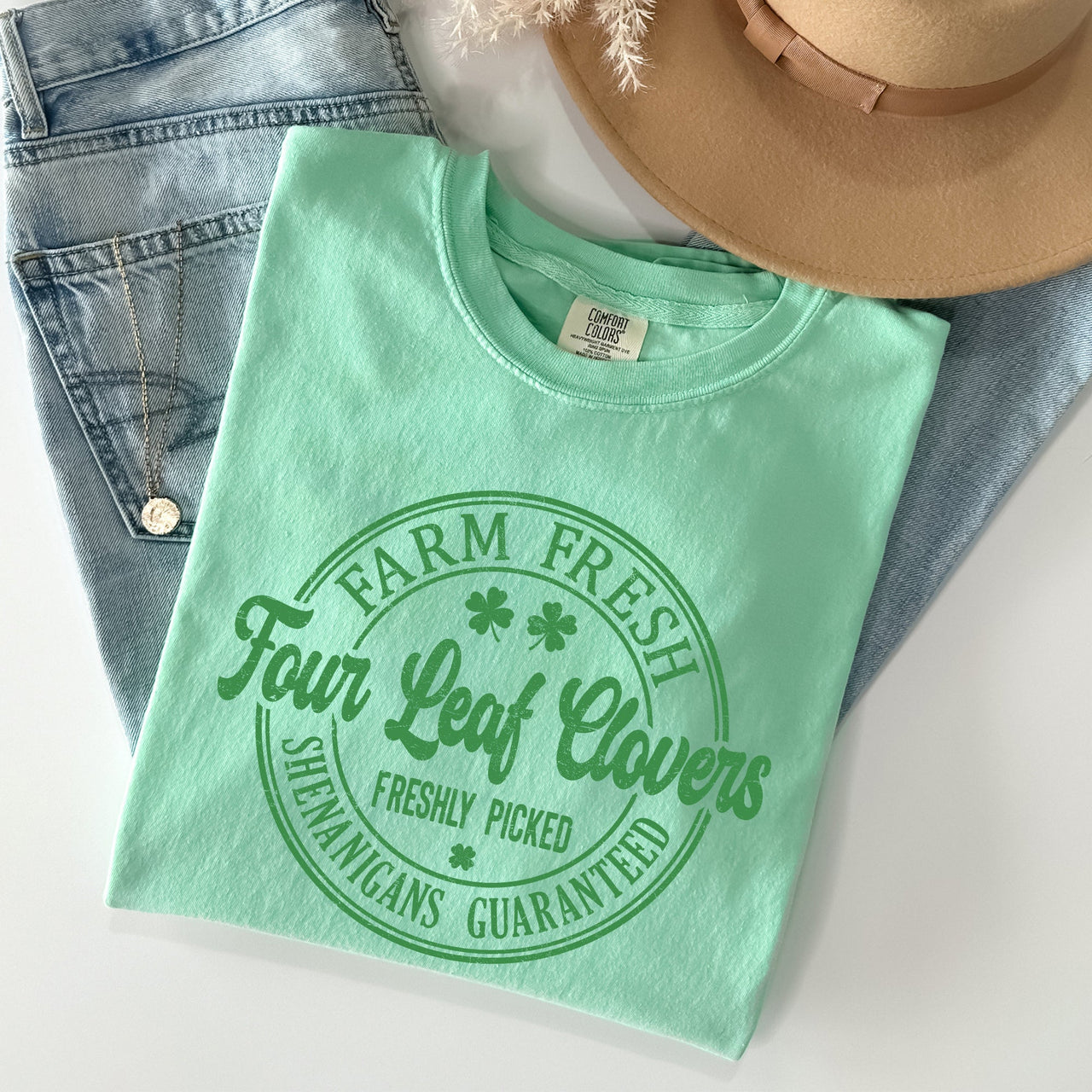 Four Leaf Clovers Farm Farm Fresh St Patrick's Day Limited Edition Comfort Colors Tee
