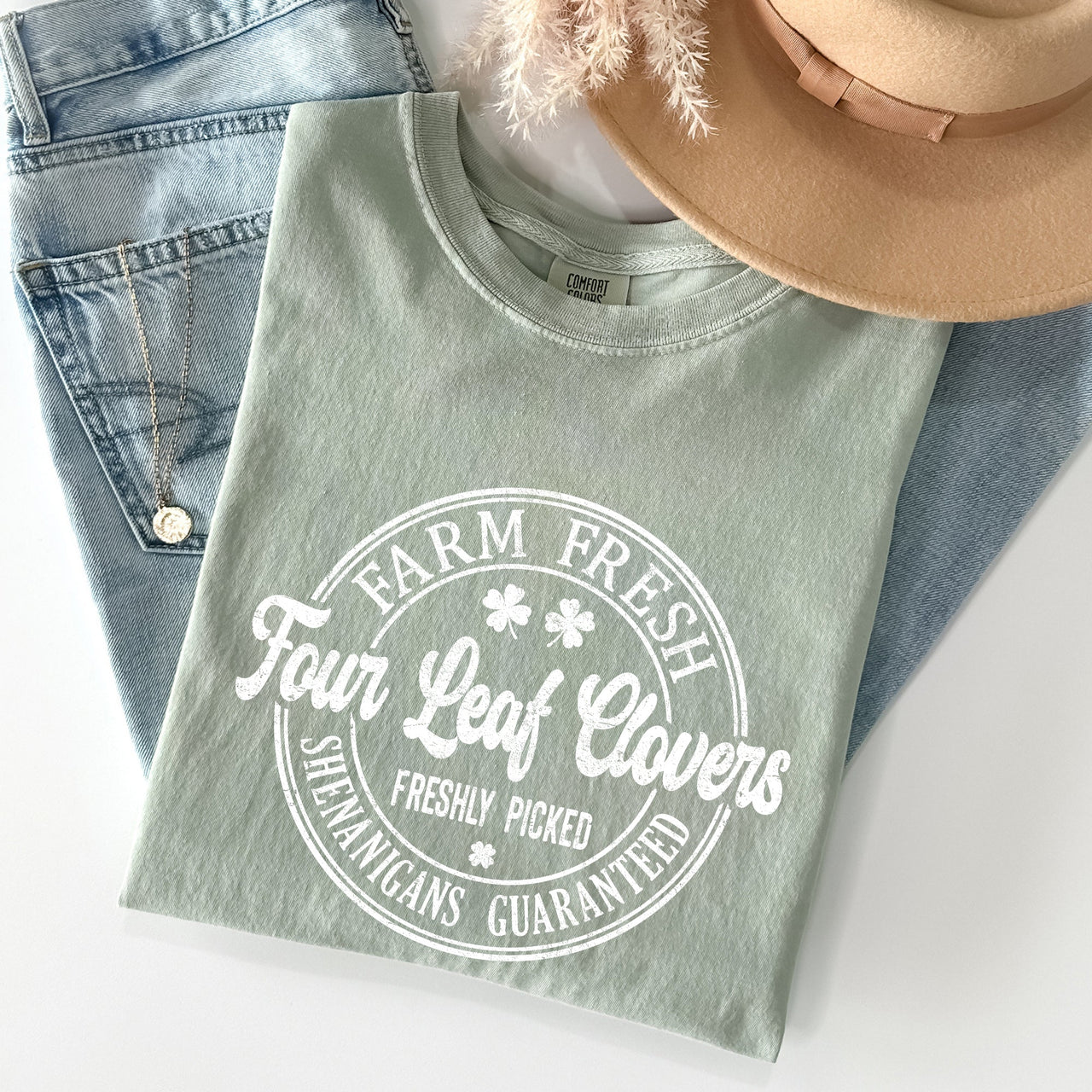 Four Leaf Clovers Farm Farm Fresh St Patrick's Day Limited Edition Comfort Colors Tee