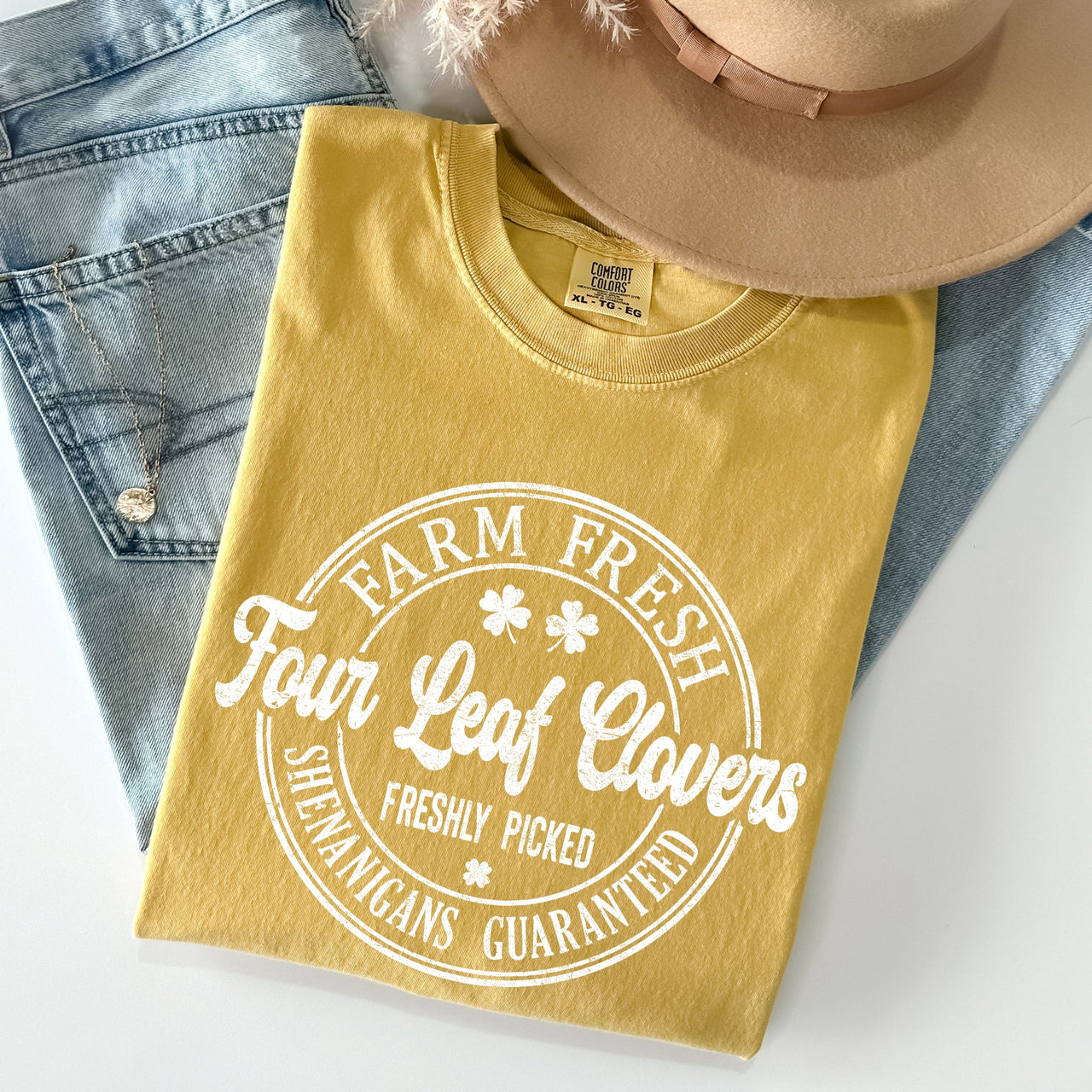 Four Leaf Clovers Farm Farm Fresh St Patrick's Day Limited Edition Comfort Colors Tee