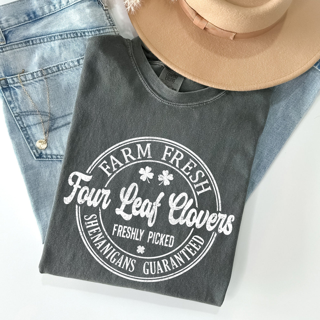 Four Leaf Clovers Farm Farm Fresh St Patrick's Day Limited Edition Comfort Colors Tee