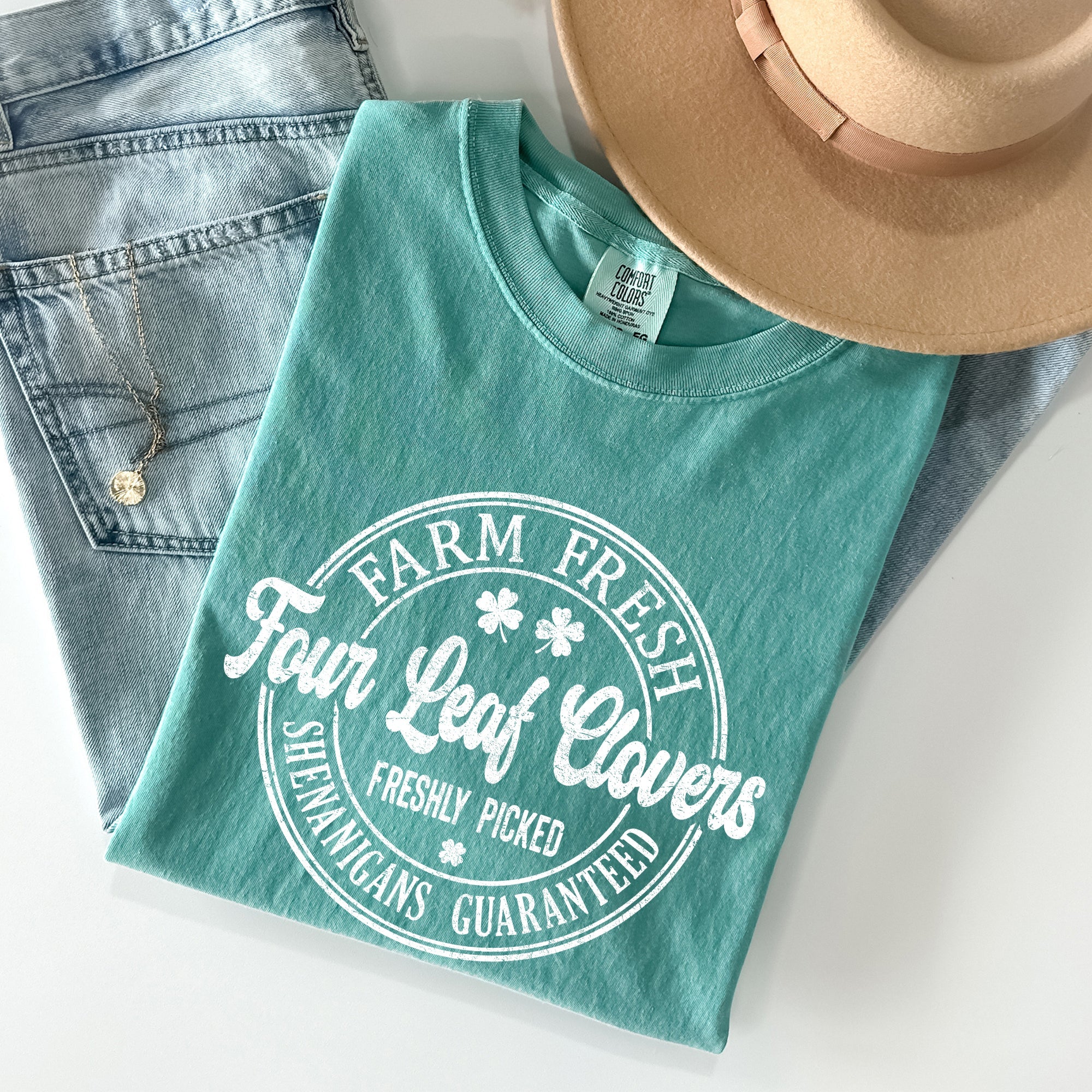 Four Leaf Clovers Farm Farm Fresh St Patrick's Day Limited Edition Comfort Colors Tee