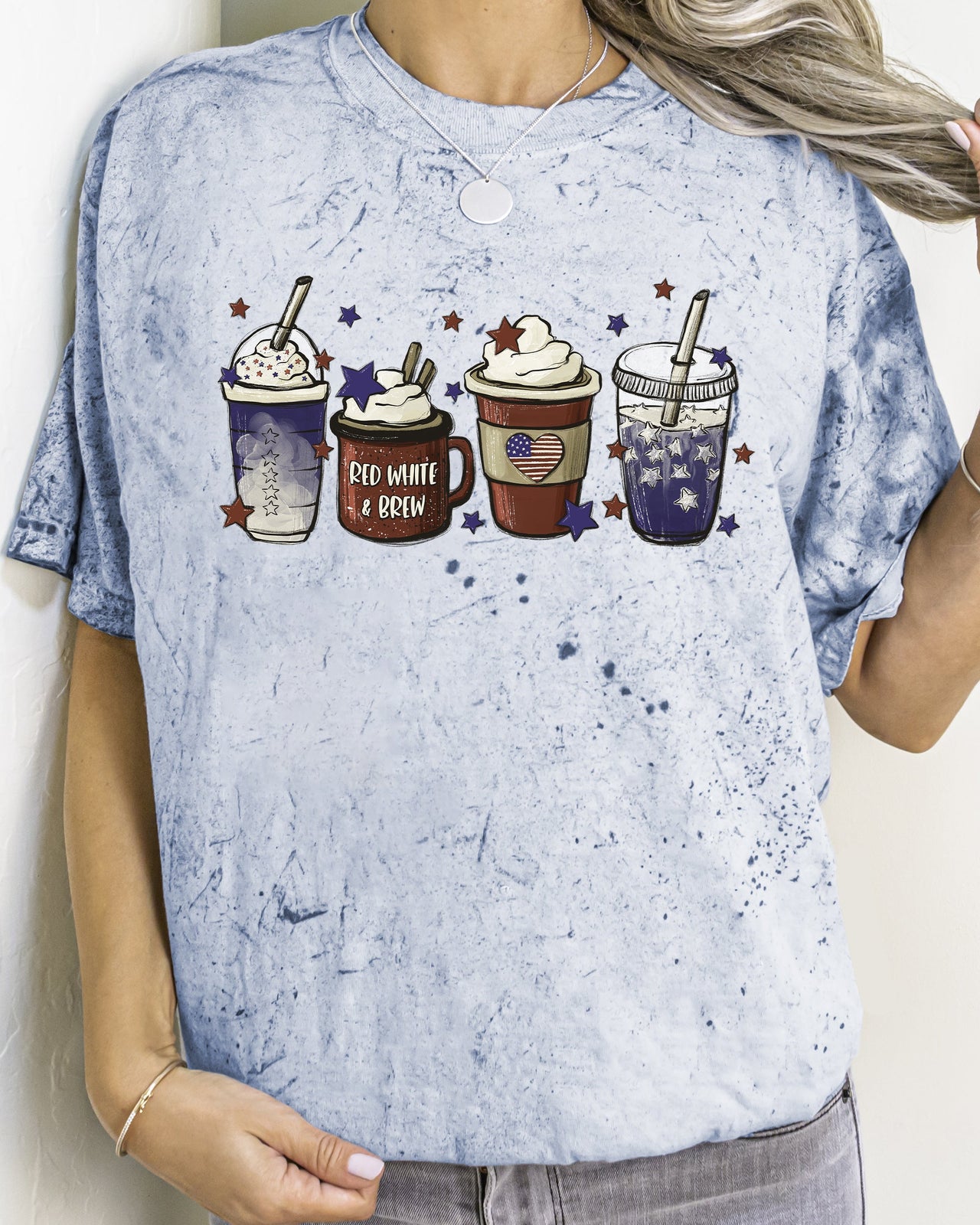 Coffee Lovers America Patriotic 4th Of July Color Blast Graphic Comfort Colors Tee