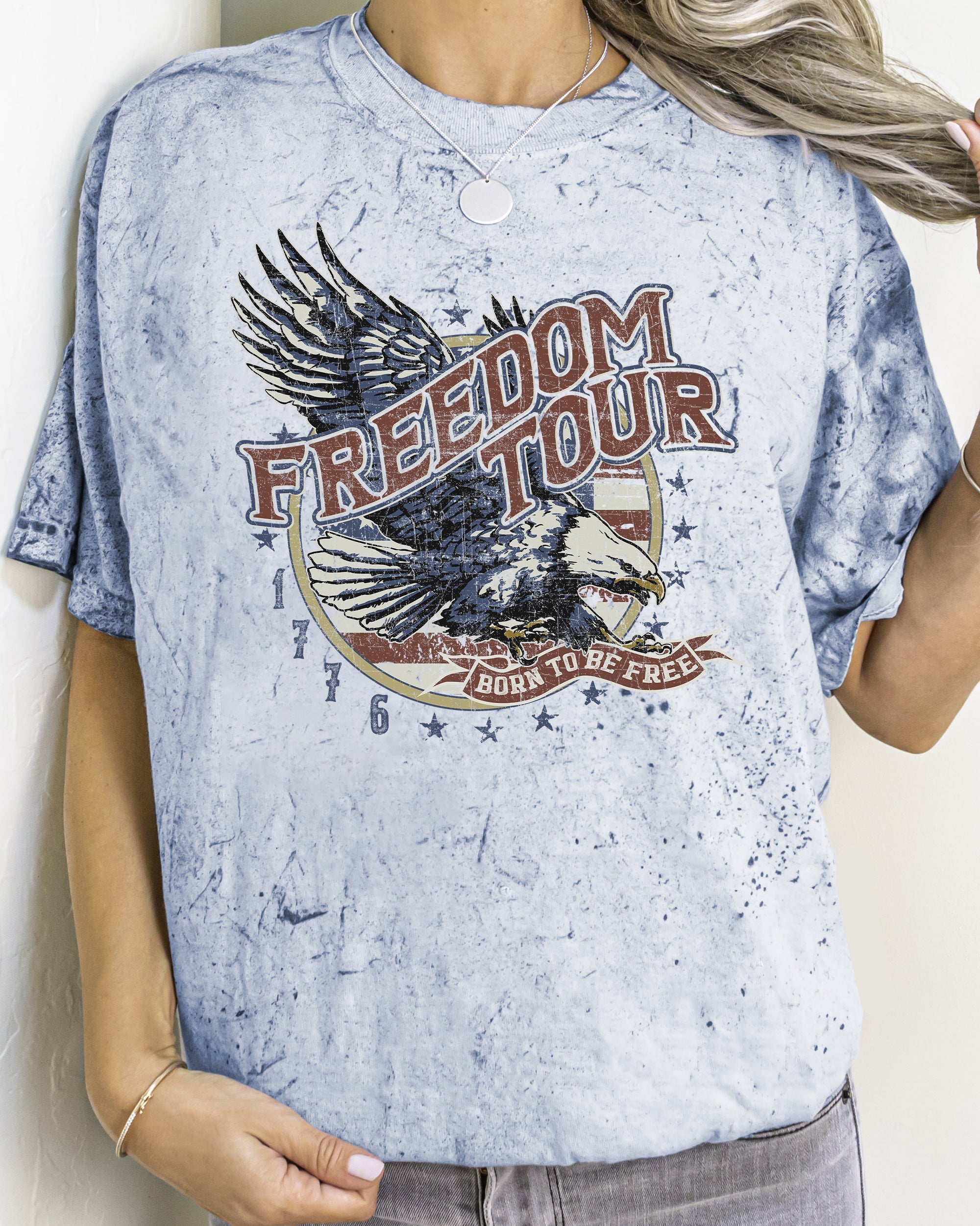 Freedom Tour America 1776 Flag Fighter Jets Color Blast Patriot Edition Comfort Colors Tee