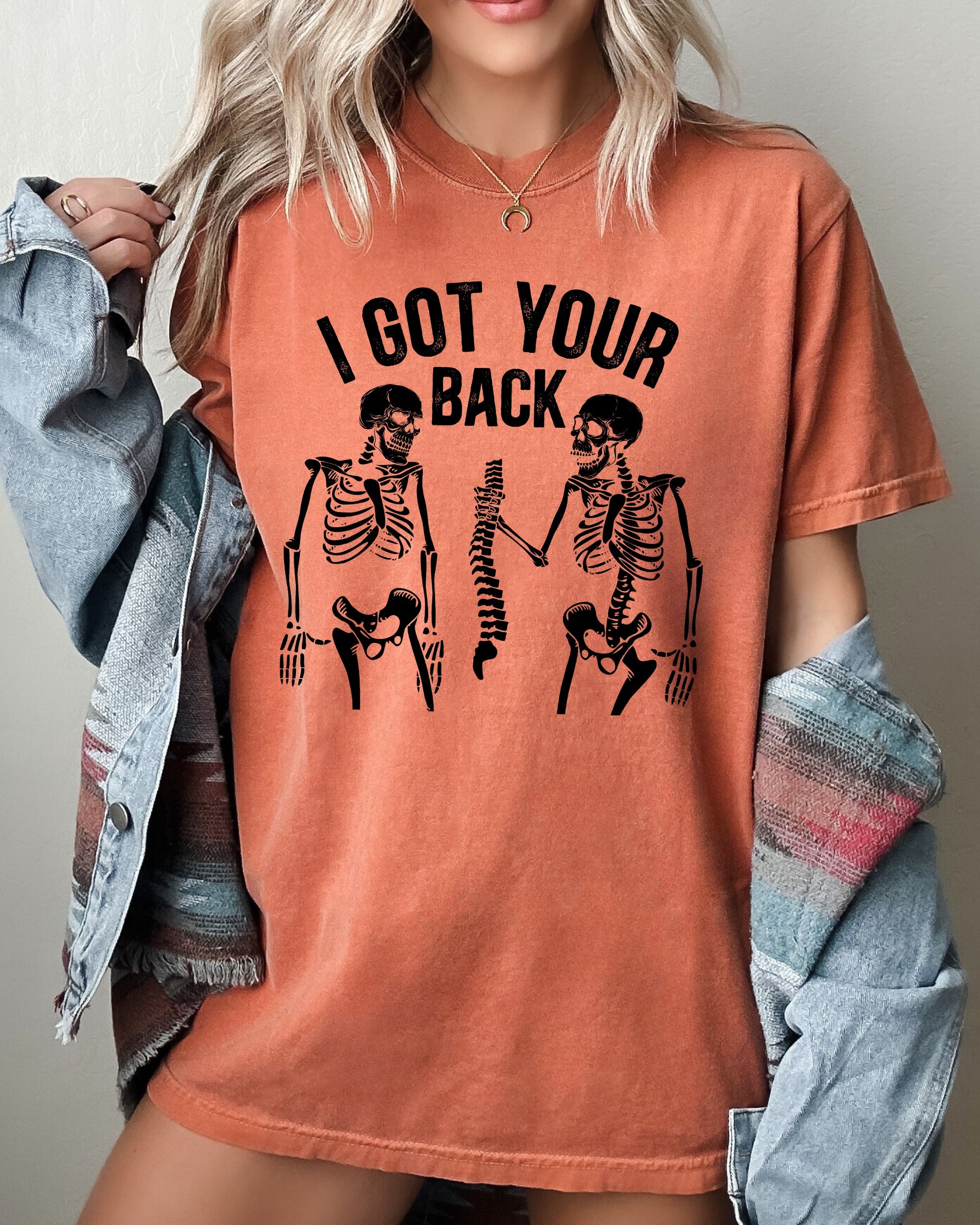 I Got Your Back Skeleton Witch Aesthetic Meme Halloween Spooky Costume Comfort Colors Tee