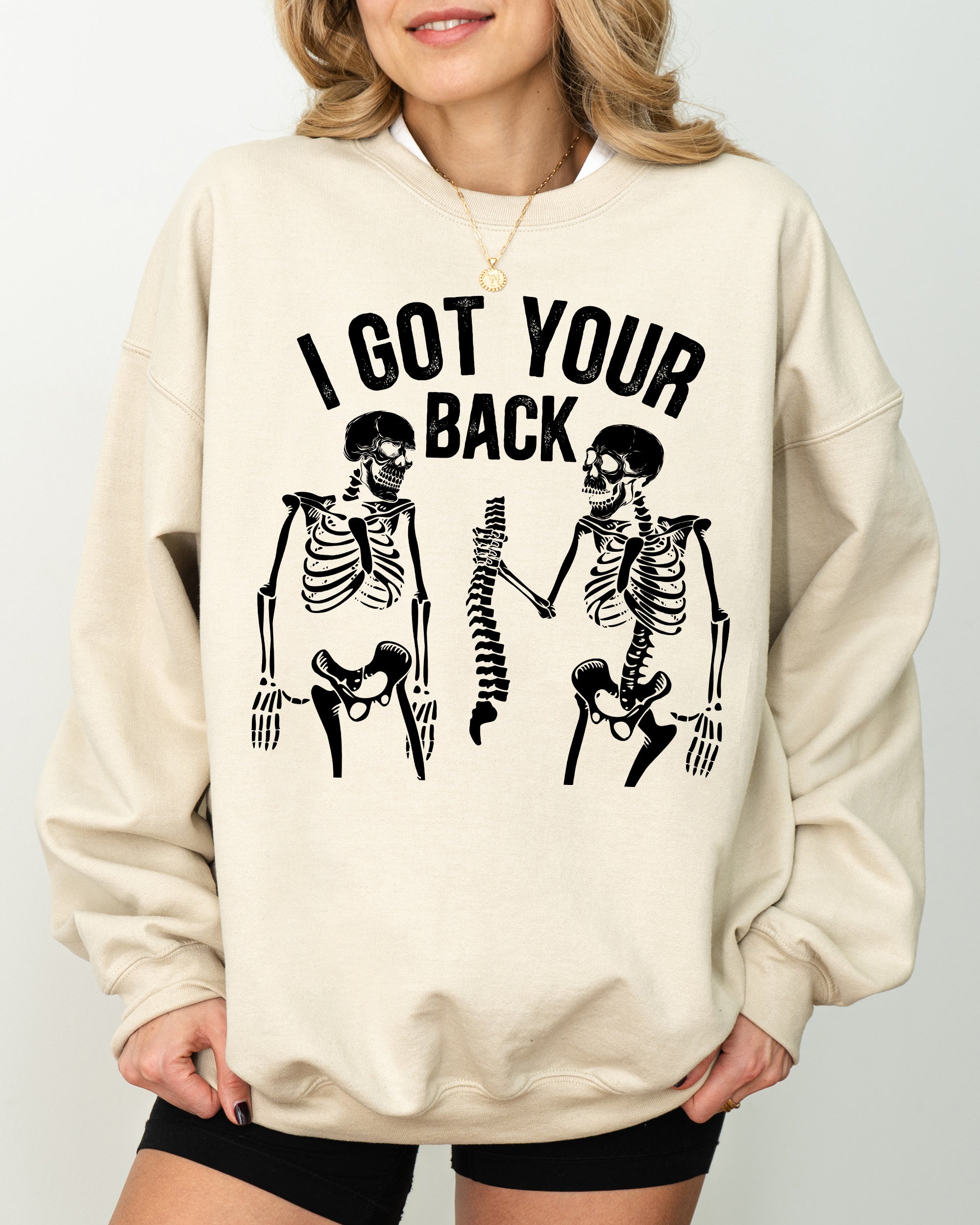 I Got Your Back Skeleton Witch Halloween Spooky Costume Design Graphic Edition Sweatshirt