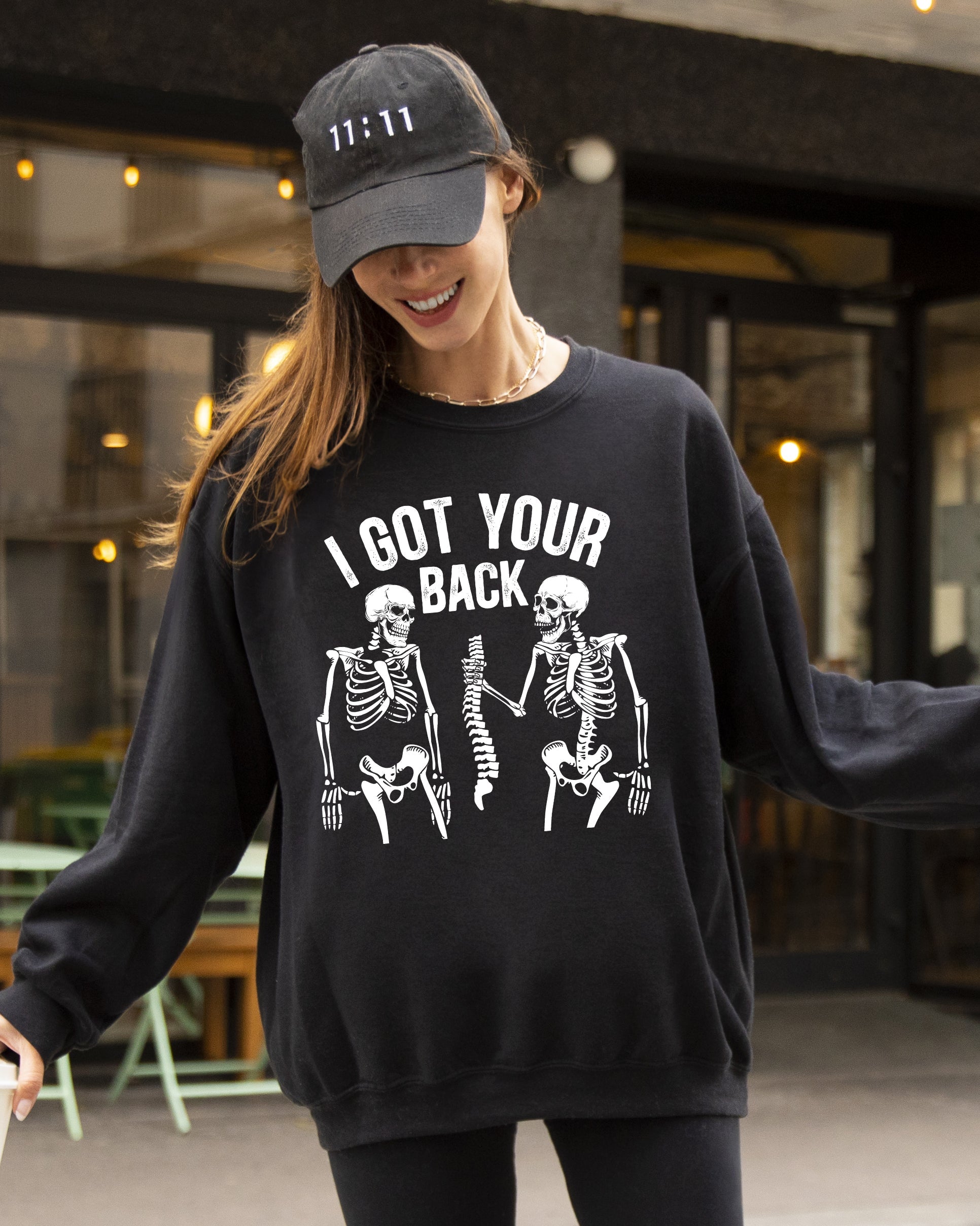 I Got Your Back Skeleton Witch Halloween Spooky Costume Design Graphic Edition Sweatshirt