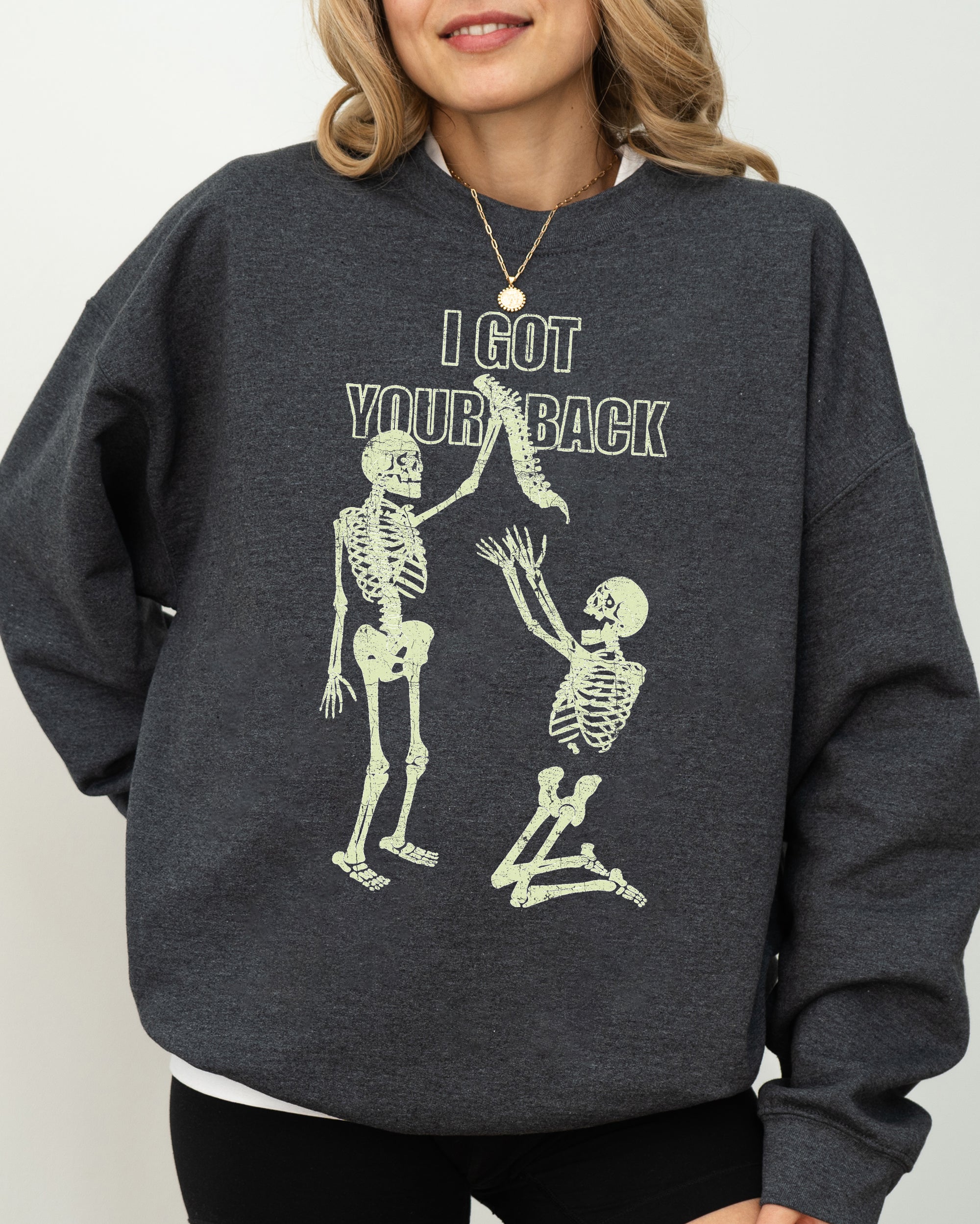 I Got Your Back Skeleton Retro Aesthetic Vintage Skull Graphic Premium Cozy Sweatshirt