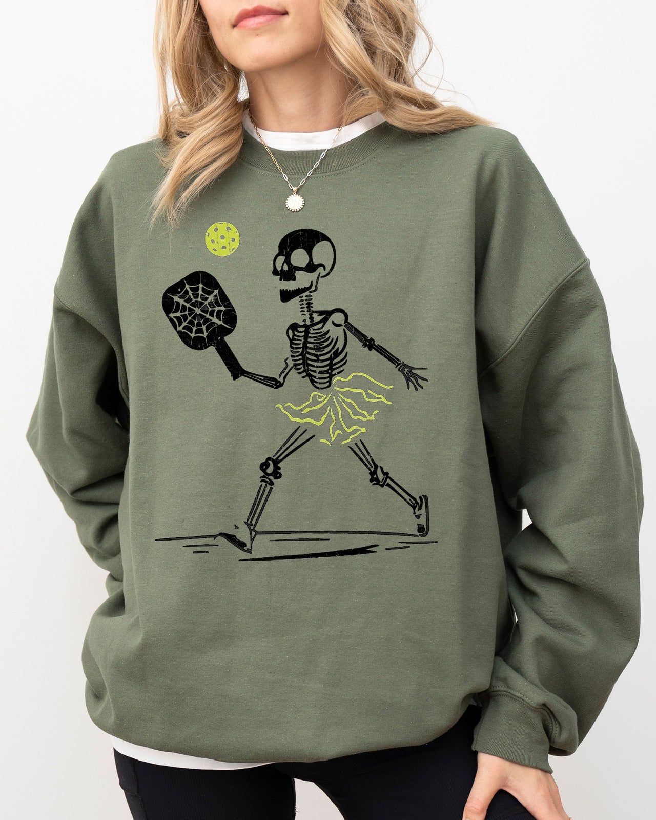 Pickleball Skeleton Witch Meme Halloween Spooky Costume Exclusive Limited Edition Sweatshirt