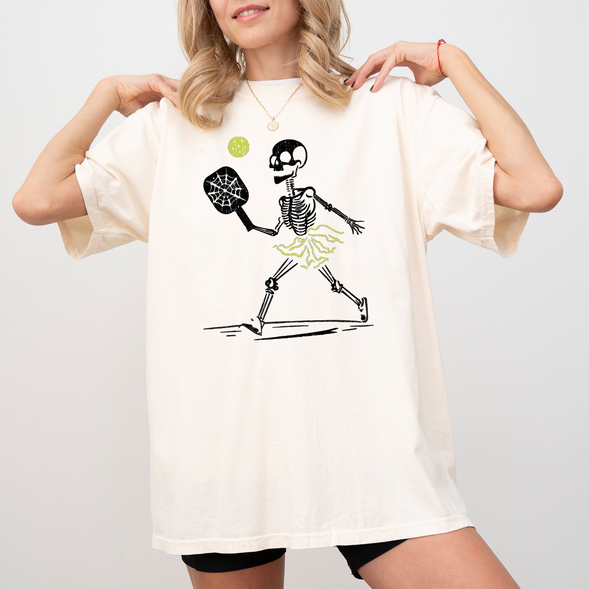 Pickleball Skeleton Halloween Witch Graphic Meme Limited Edition Comfort Colors Tee