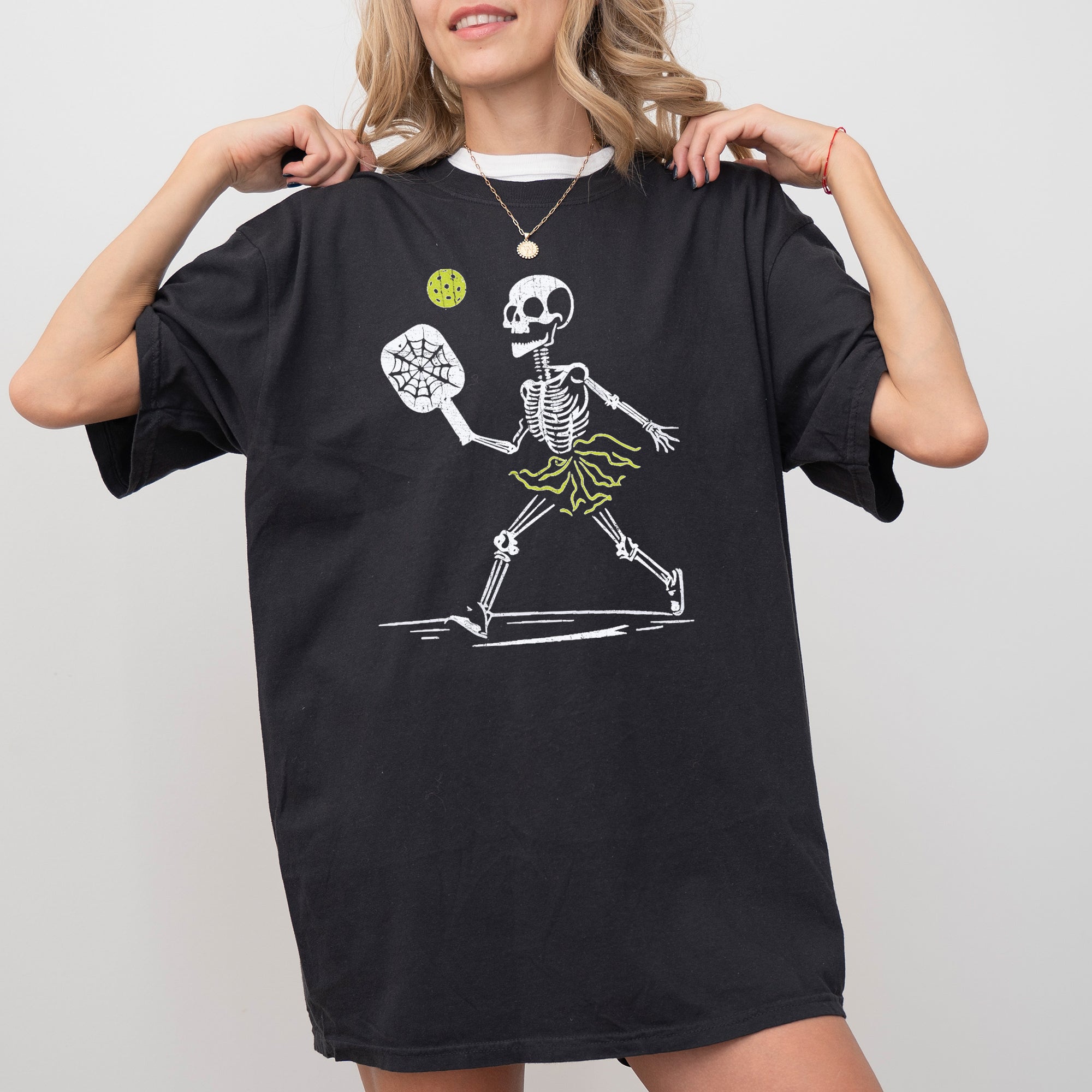 Pickleball Skeleton Halloween Witch Graphic Meme Limited Edition Comfort Colors Tee