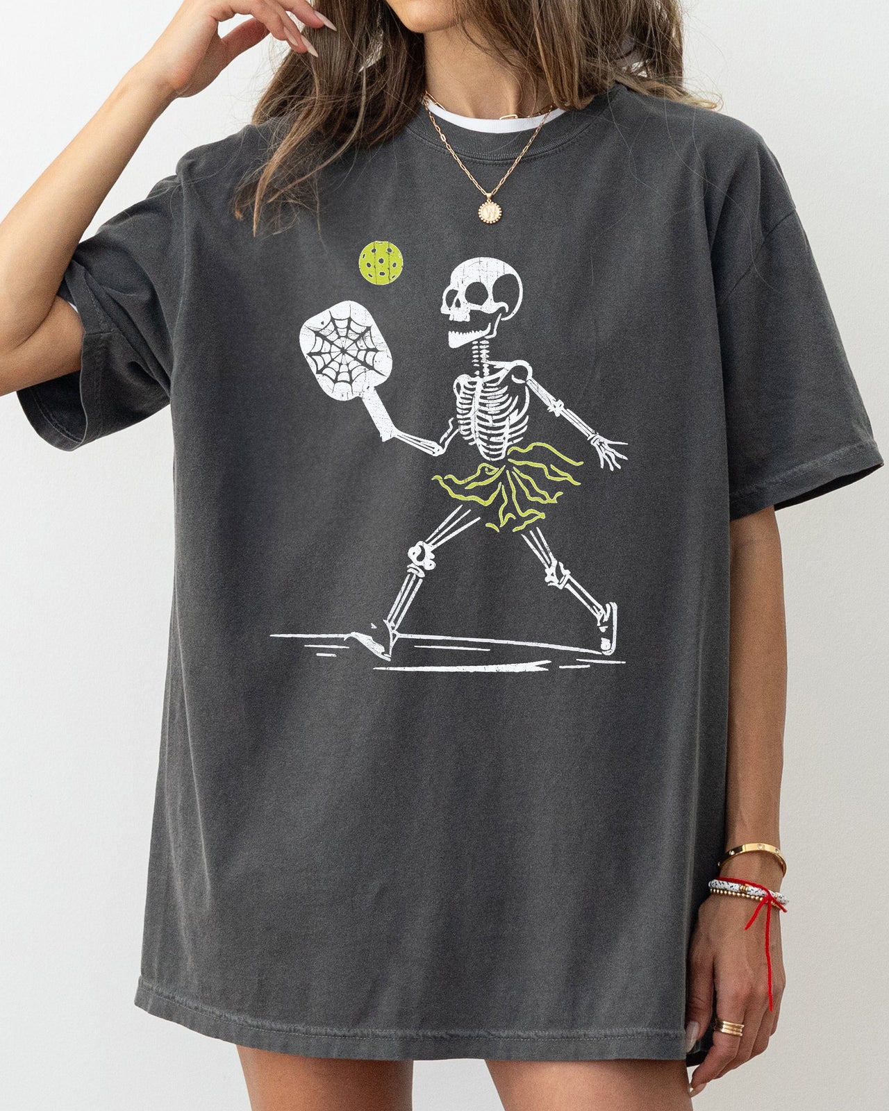Pickleball Skeleton Halloween Witch Graphic Meme Limited Edition Comfort Colors Tee