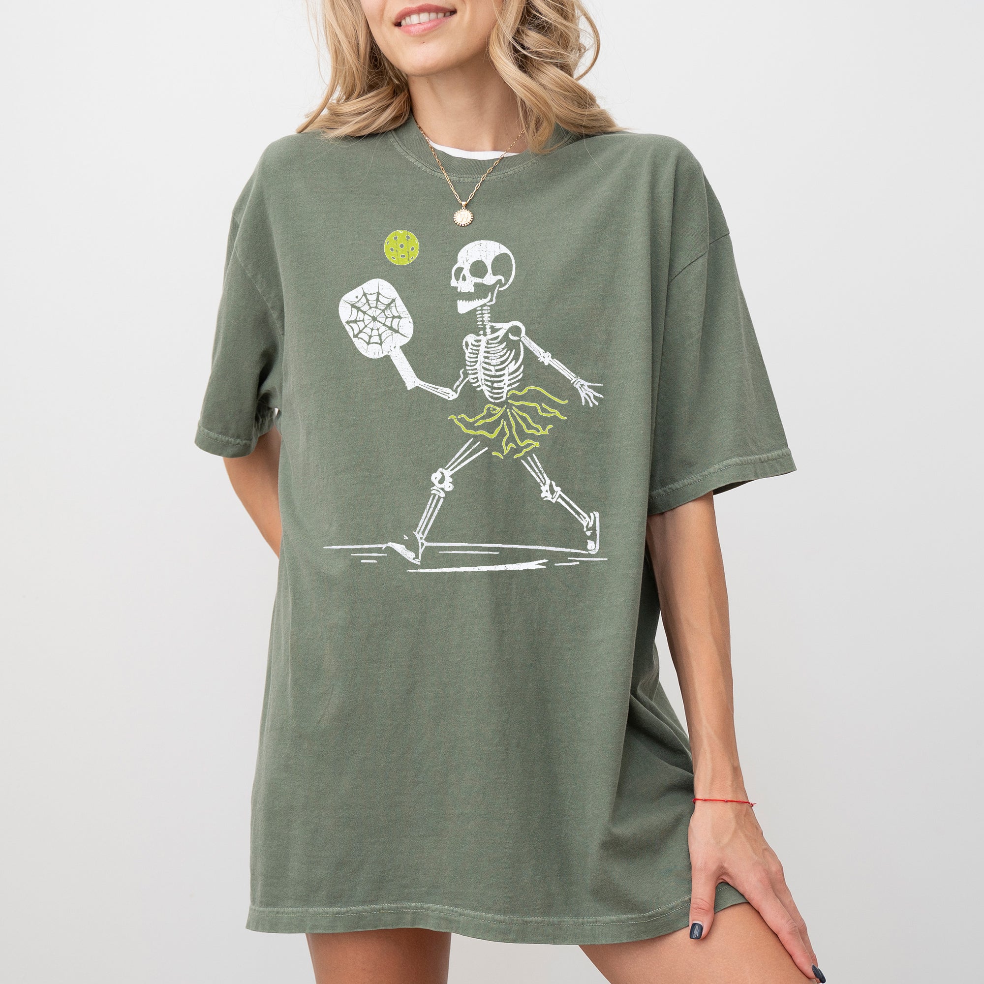 Pickleball Skeleton Halloween Witch Graphic Meme Limited Edition Comfort Colors Tee