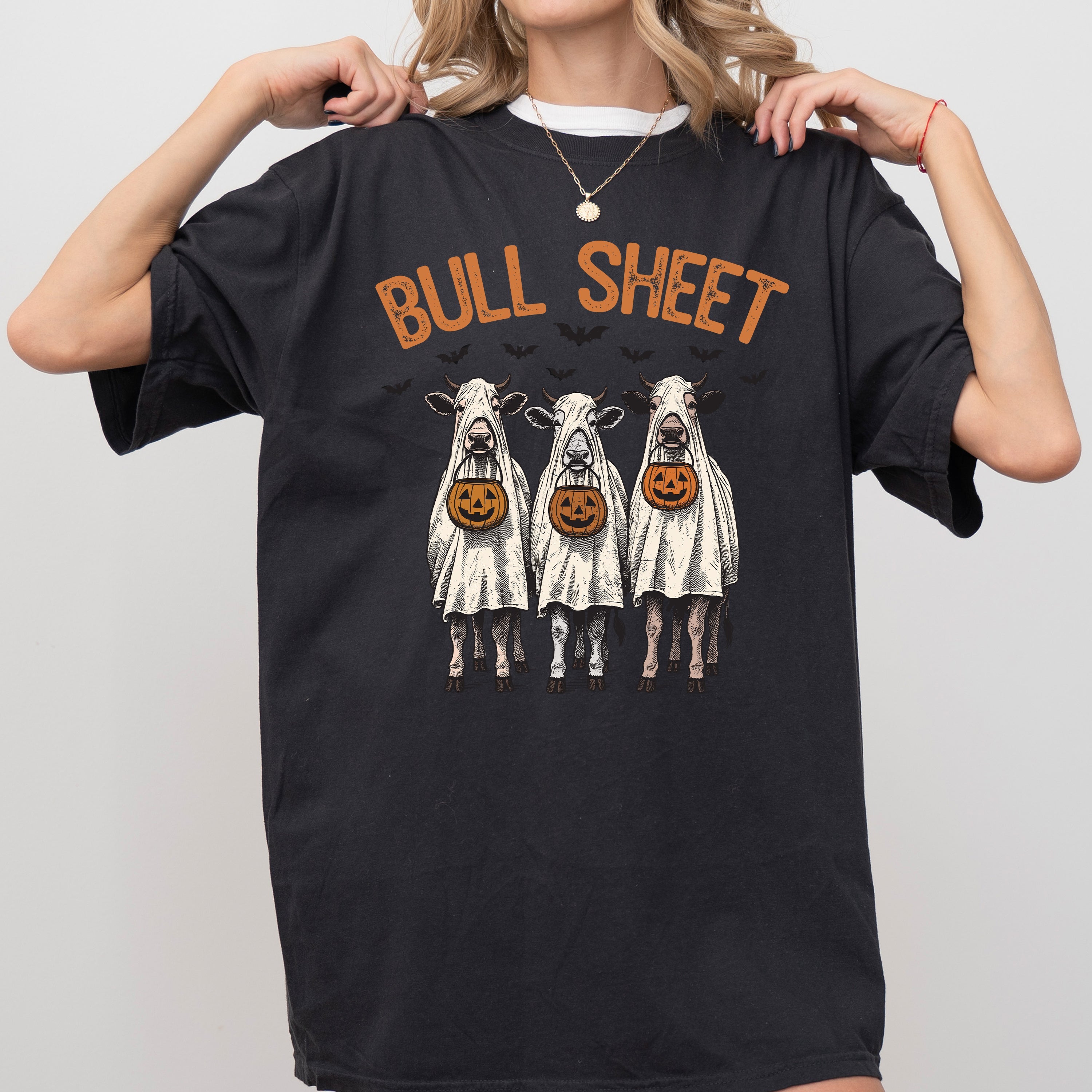 Bull Sheet Cow Lovers Farm Ghost Western Witch Aesthetic Meme Halloween Costume Comfort Colors Tee