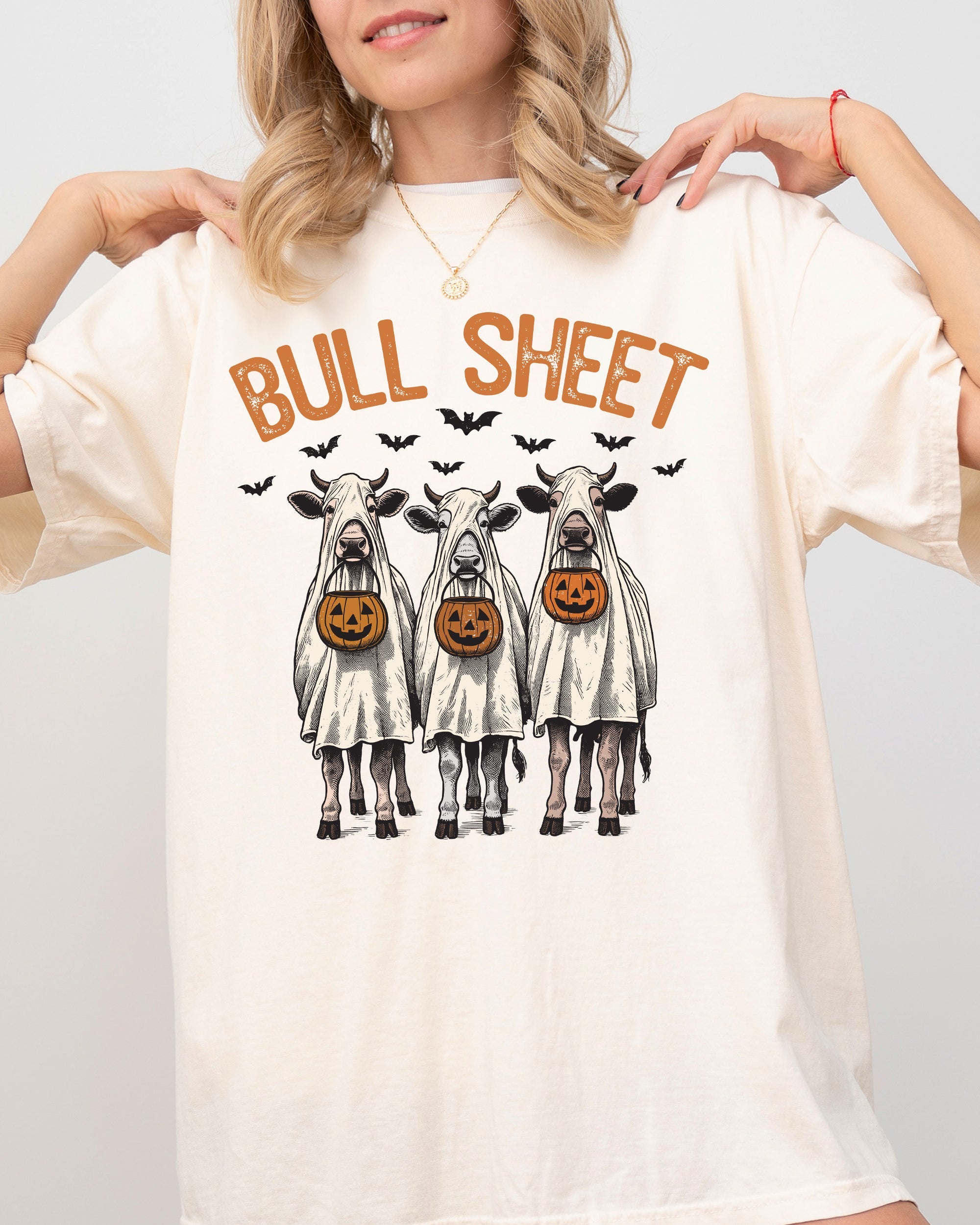 Bull Sheet Cow Lovers Farm Ghost Western Witch Aesthetic Meme Halloween Costume Comfort Colors Tee