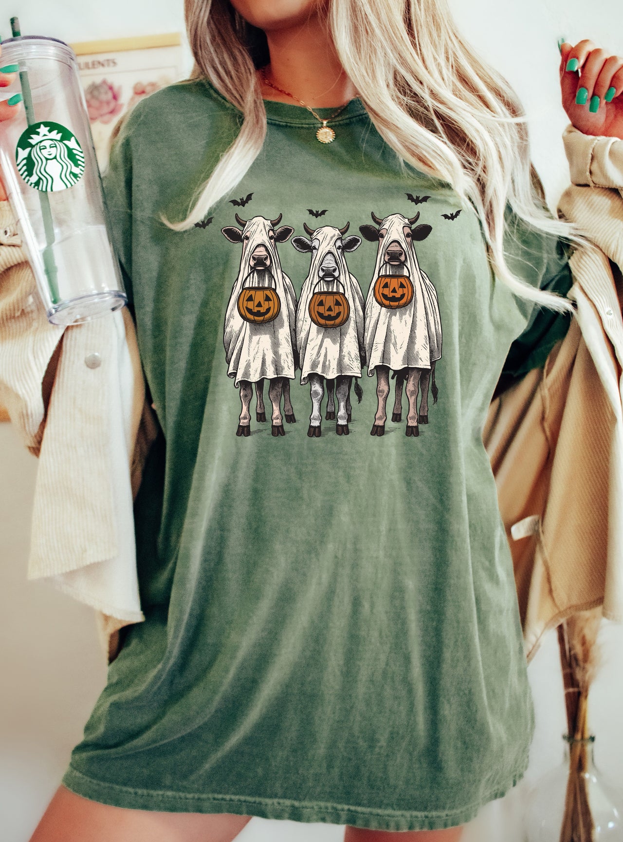 Bulls Cow Lovers Farm Ghost Western Witch Meme Halloween Costume Comfort Colors Tee