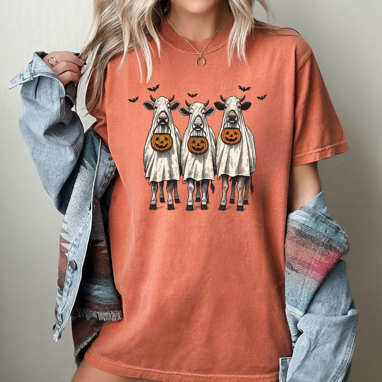 Bulls Cow Lovers Farm Ghost Western Witch Meme Halloween Costume Comfort Colors Tee
