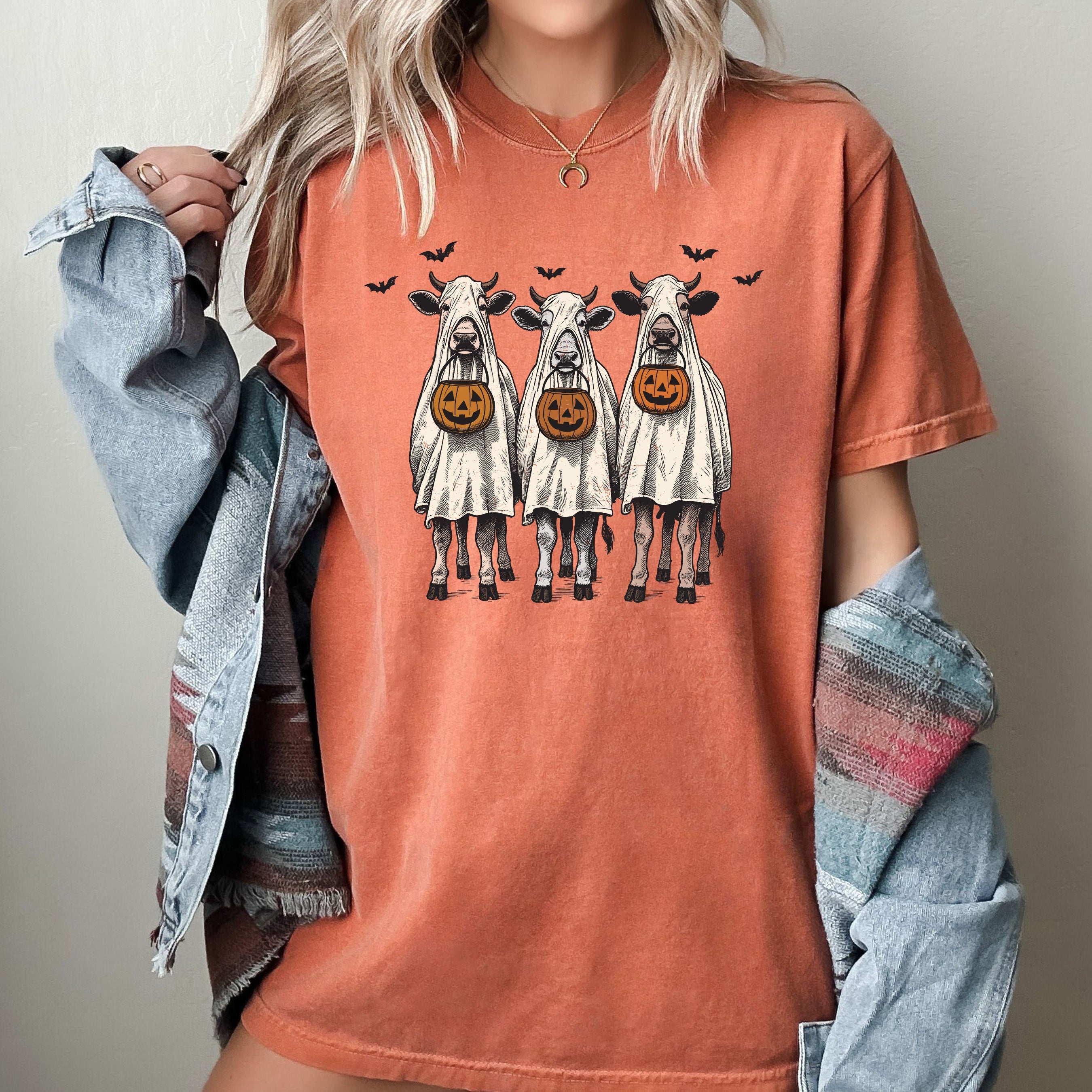 Bulls Cow Lovers Farm Ghost Western Witch Meme Halloween Costume Comfort Colors Tee