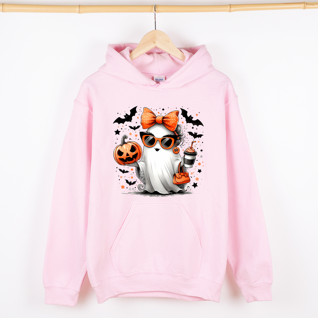 Fancy Coffee Lover Ghost Pumpkin Western Witch Halloween Costume Vintage Graphic Hoodie