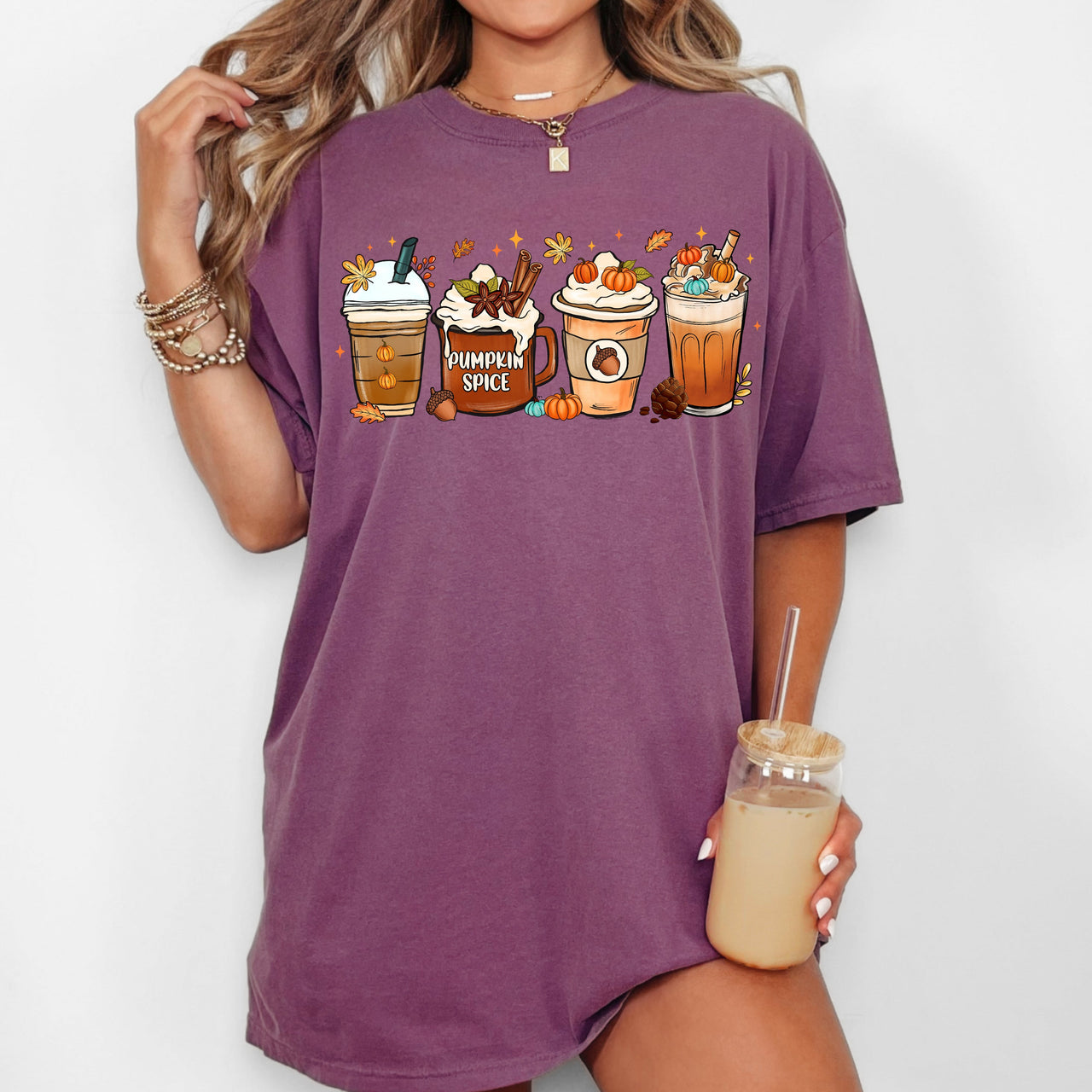 Coffee Lover Pumpkin Spice Fall Western Witch Halloween Costume Comfort Colors Tee