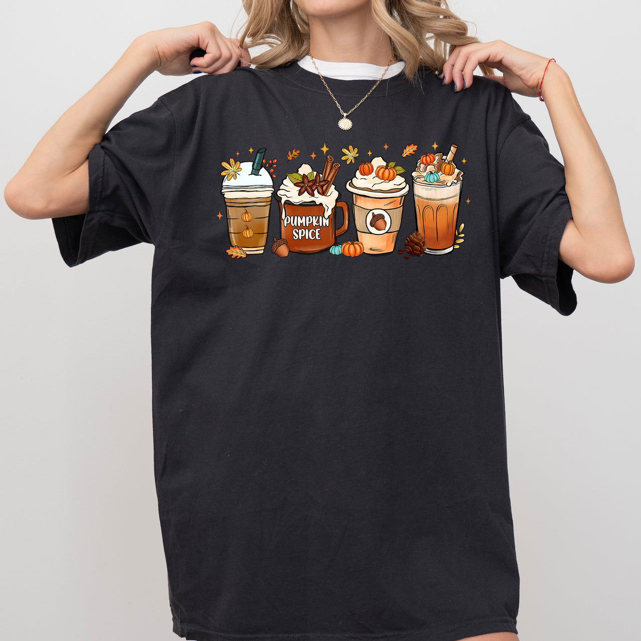Coffee Lover Pumpkin Spice Fall Western Witch Halloween Costume Comfort Colors Tee