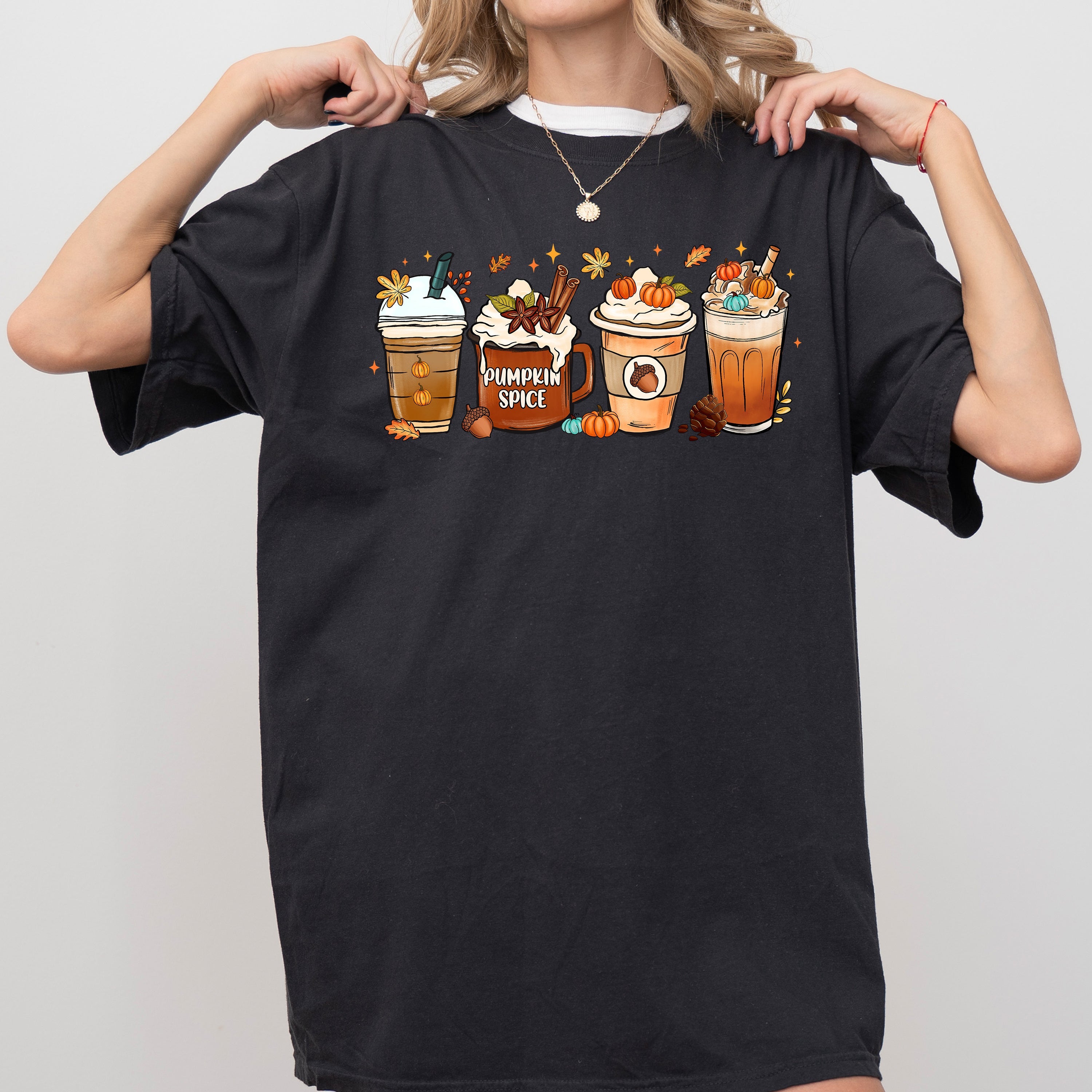 Coffee Lover Pumpkin Spice Fall Western Witch Halloween Costume Comfort Colors Tee