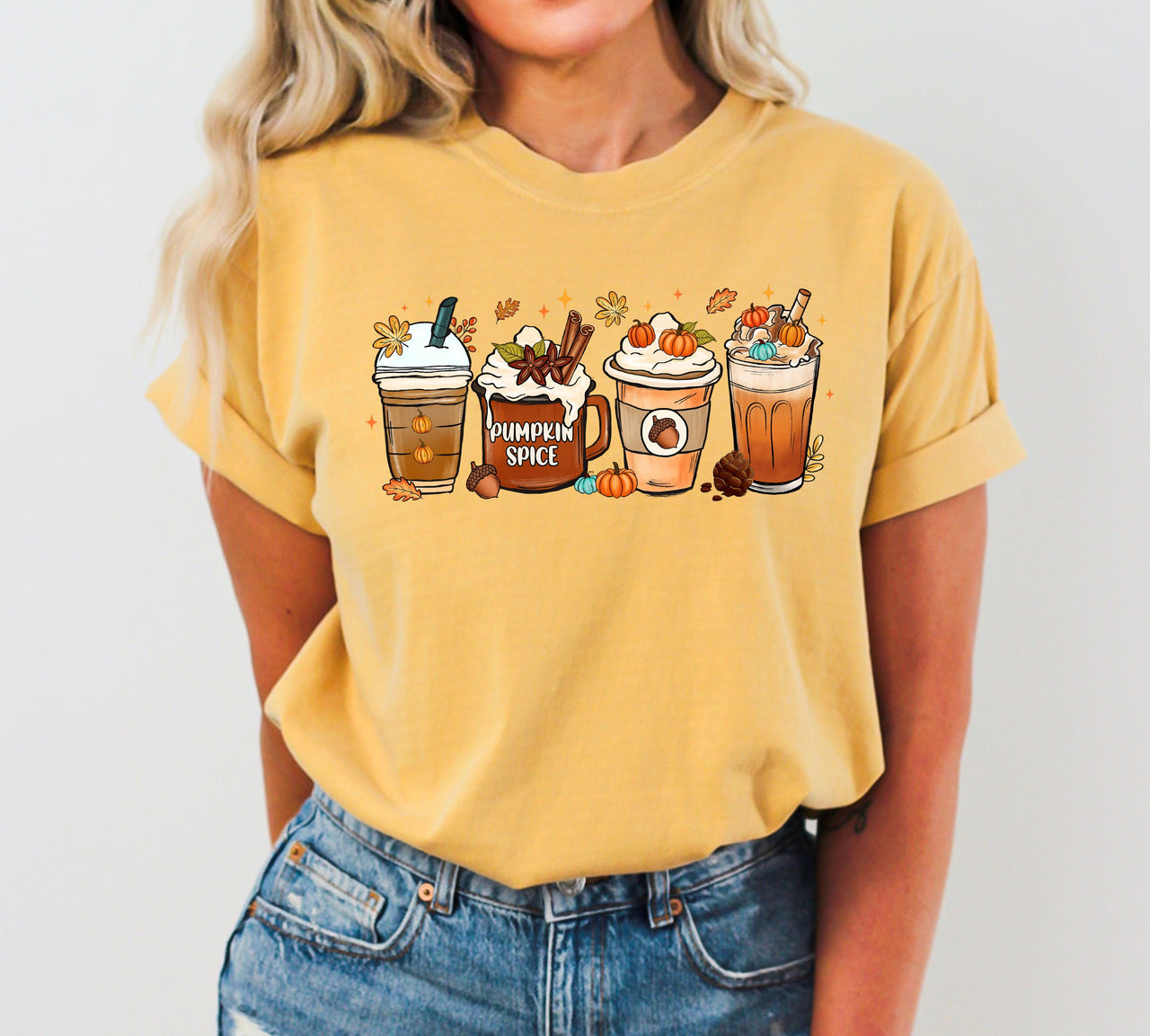 Coffee Lover Pumpkin Spice Fall Western Witch Halloween Costume Comfort Colors Tee