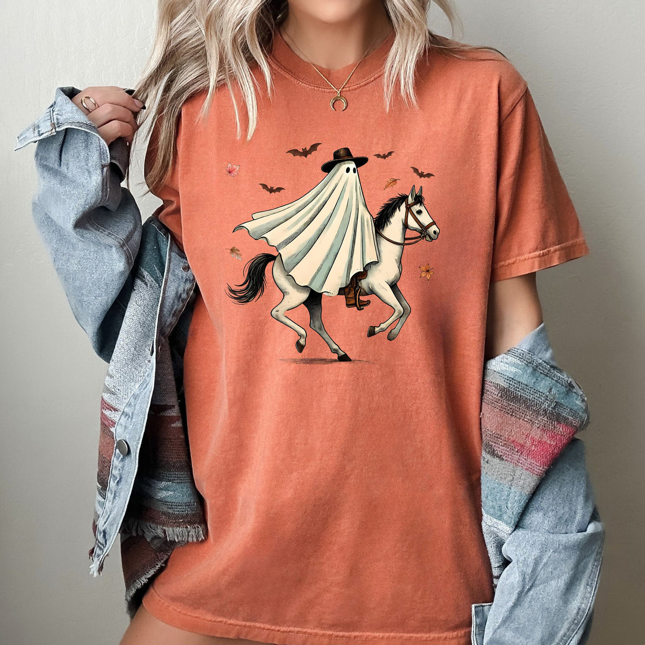 Cowboy Ghost Riding Horse Western Witch Halloween Costume Meme Aesthetic Comfort Colors Tee