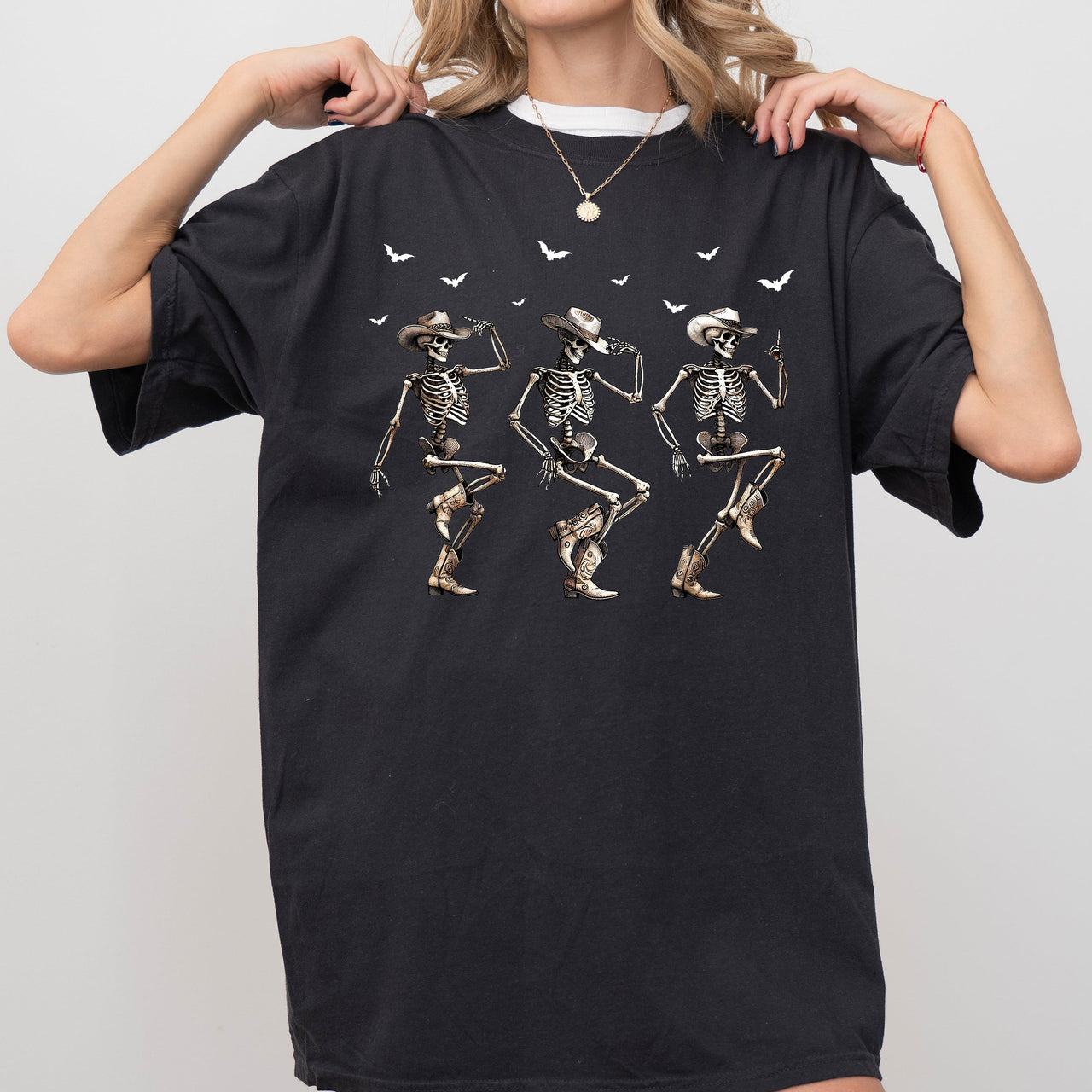 Dancing Cowboy Skeletons Western Witch Halloween Costume Inspired Design Comfort Colors Tee