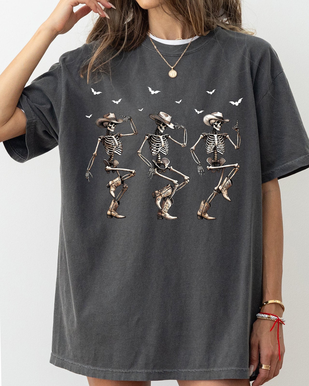 Dancing Cowboy Skeletons Western Witch Halloween Costume Inspired Design Comfort Colors Tee