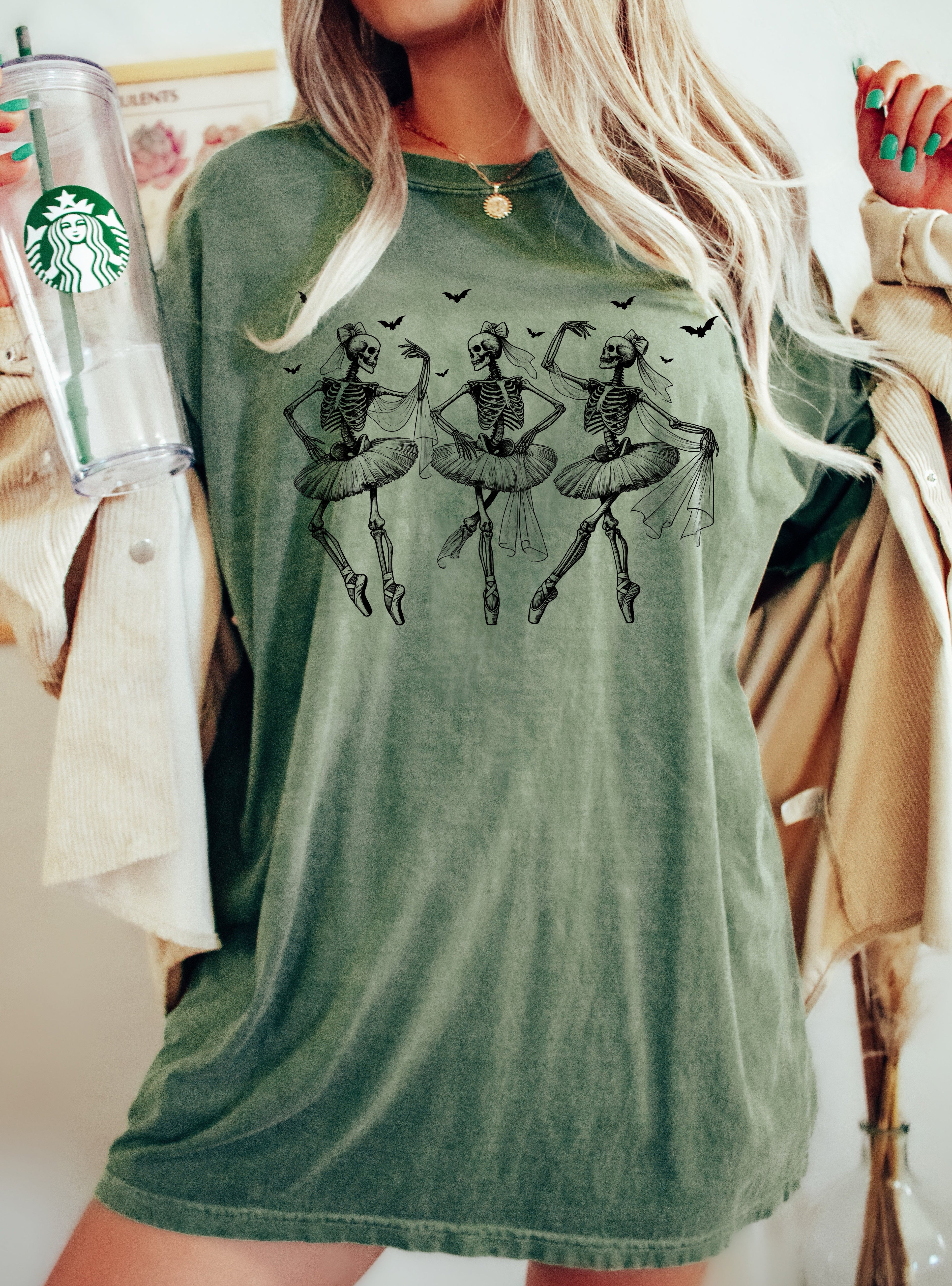 Dancing Skeletons Bride Western Witch Meme Halloween Costume Graphic Comfort Colors Tee