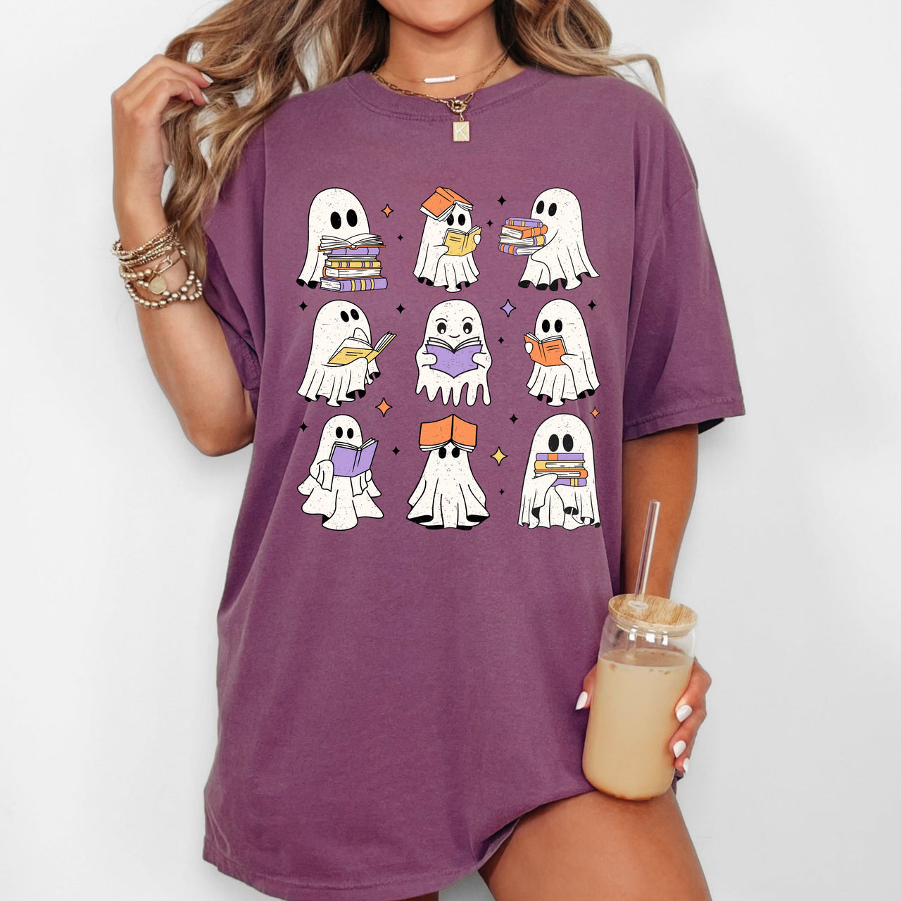 Book Lover Ghosts Reading Western Witch Meme Halloween Costume Comfort Colors Tee