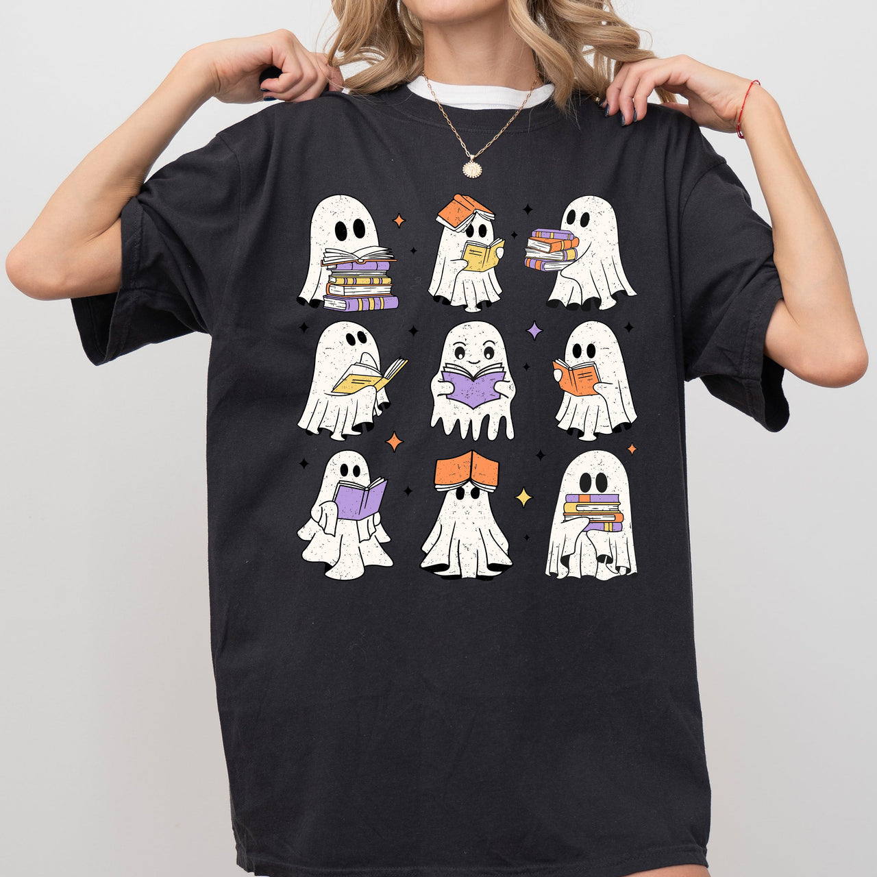 Book Lover Ghosts Reading Western Witch Meme Halloween Costume Comfort Colors Tee