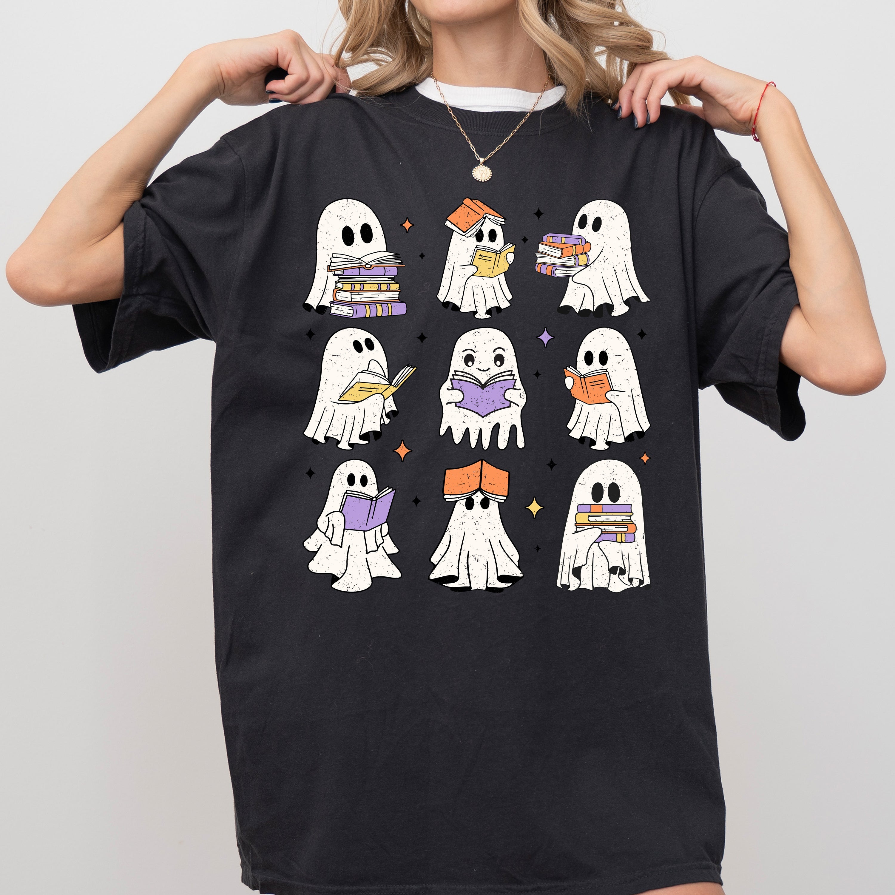 Book Lover Ghosts Reading Western Witch Meme Halloween Costume Comfort Colors Tee