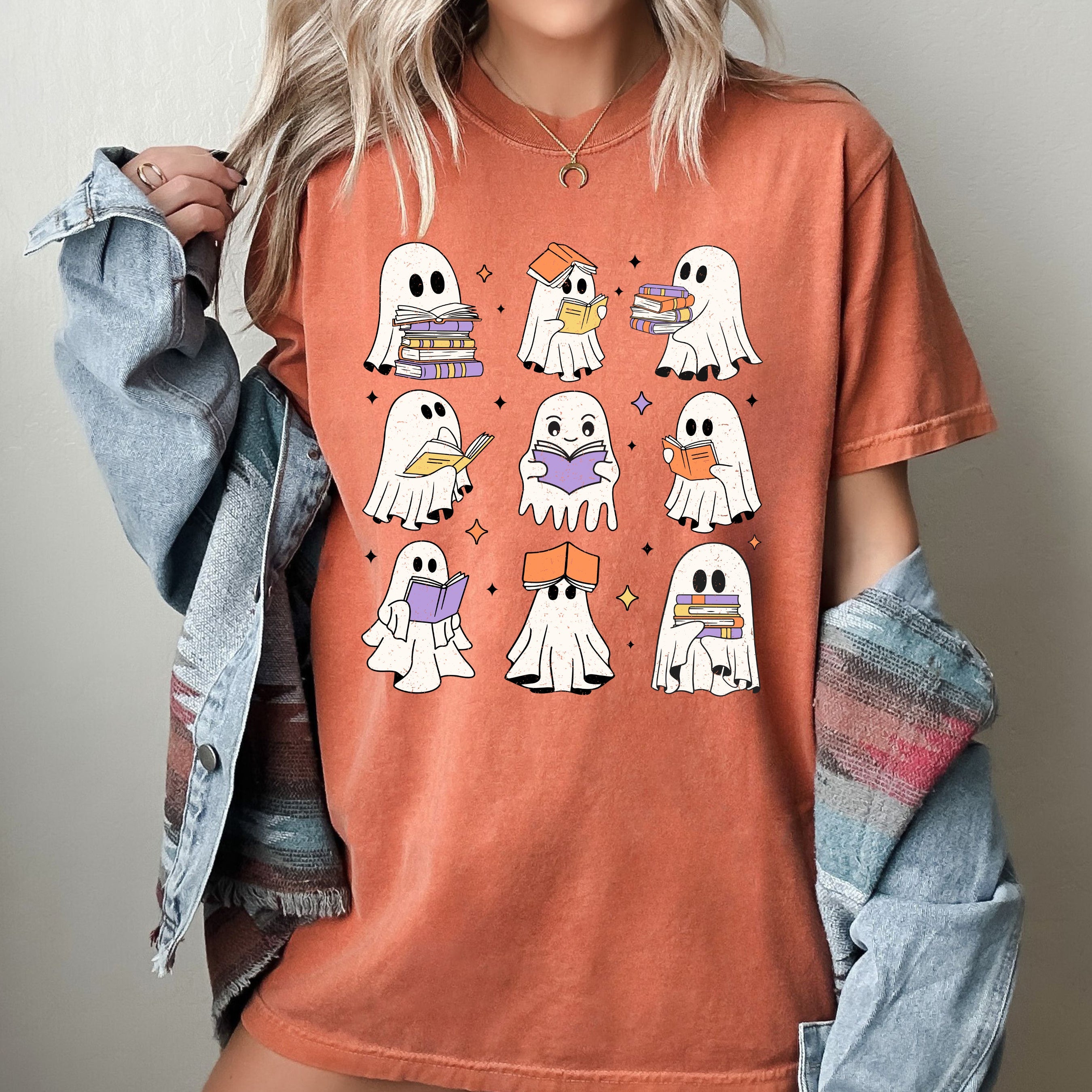 Book Lover Ghosts Reading Western Witch Meme Halloween Costume Comfort Colors Tee