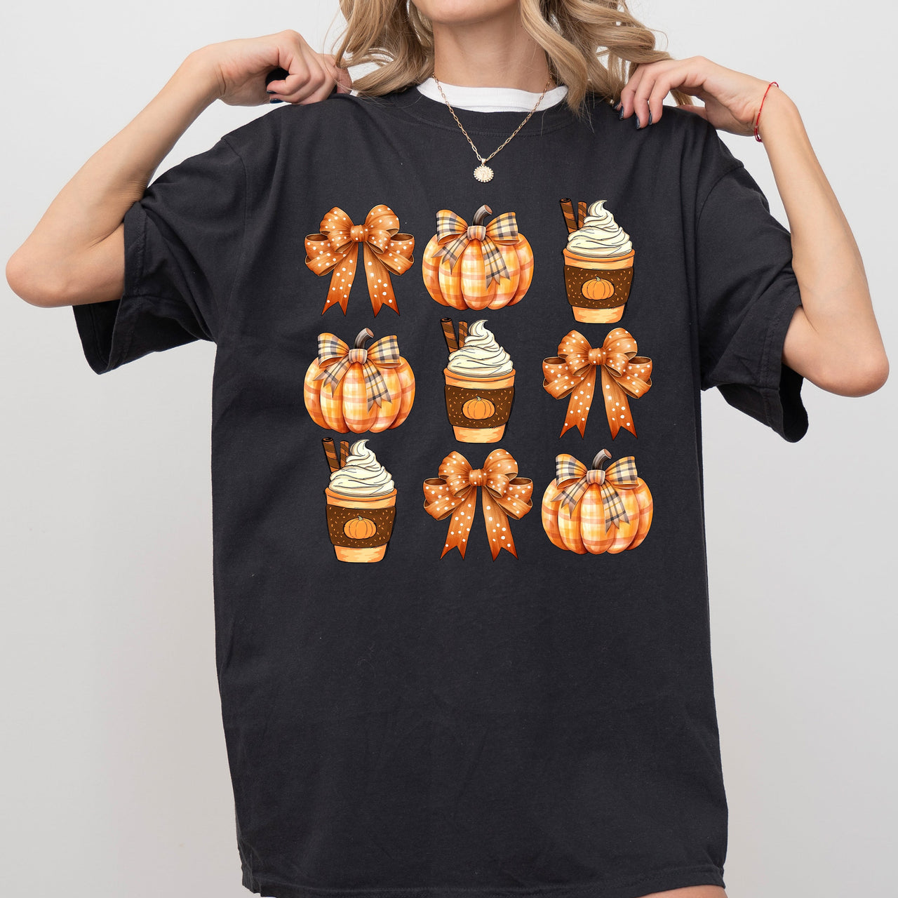 Coffee Pumpkin Bow Western Witch Aesthetic Meme Halloween Costume Comfort Colors Tee