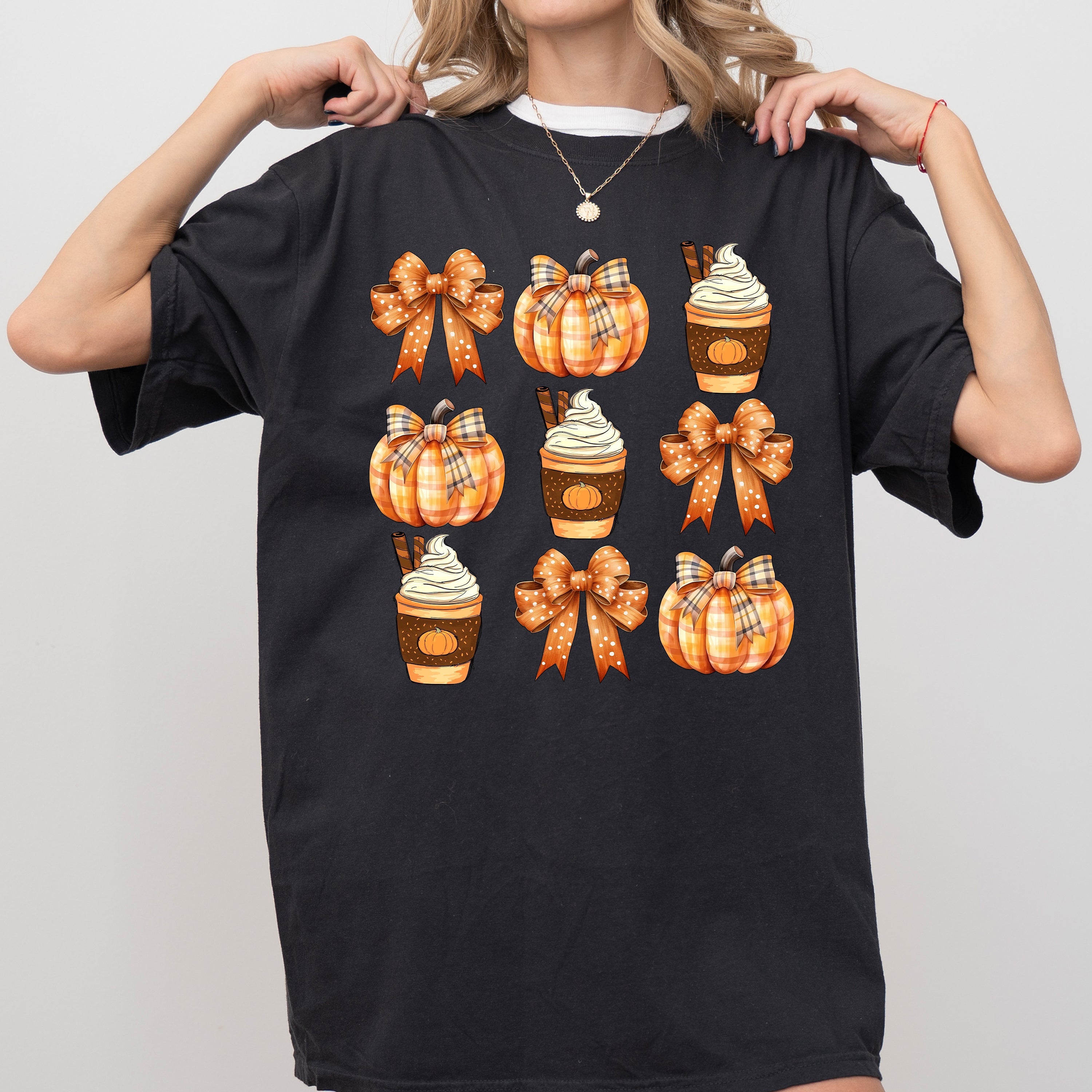 Coffee Pumpkin Bow Western Witch Aesthetic Meme Halloween Costume Comfort Colors Tee