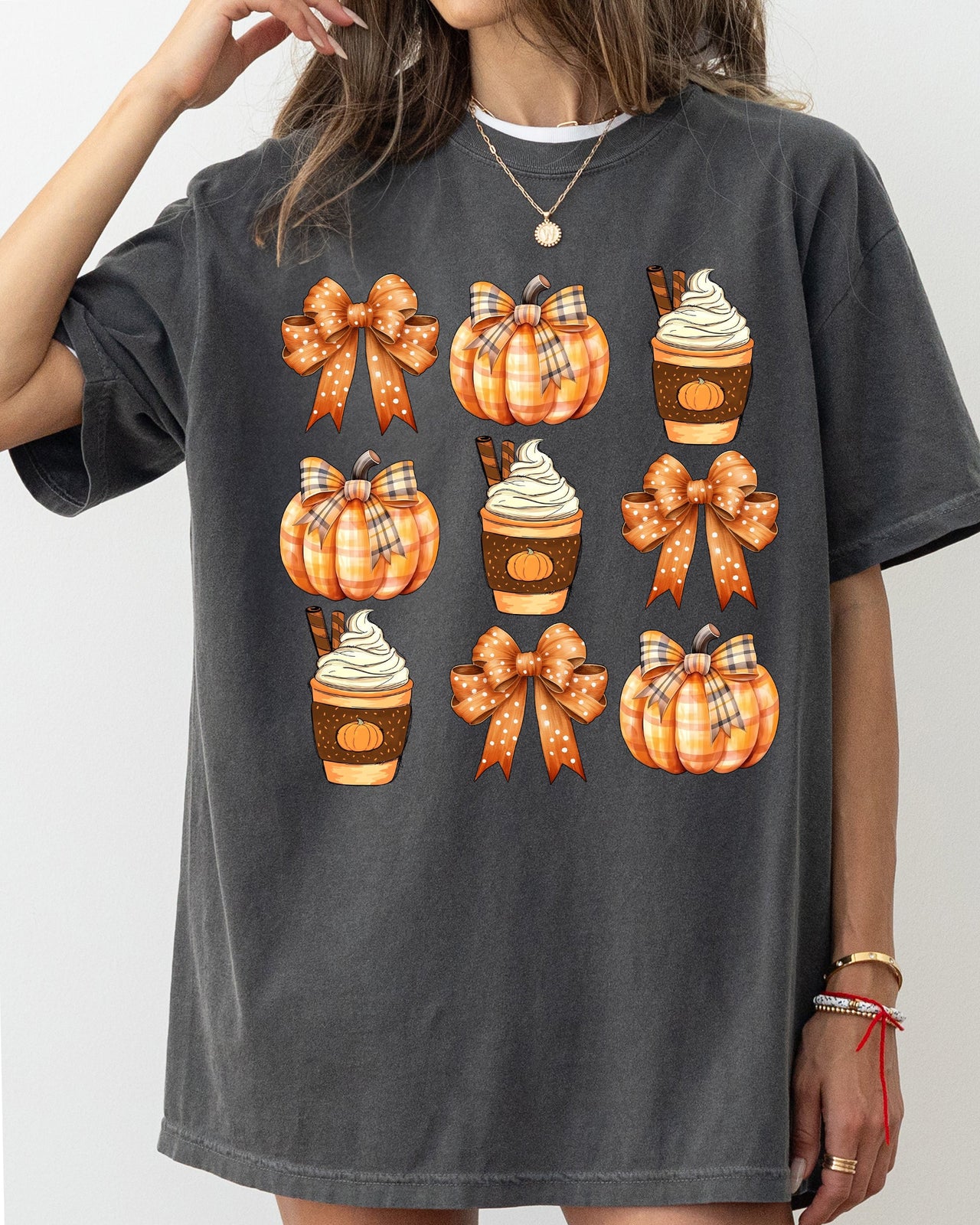 Coffee Pumpkin Bow Western Witch Aesthetic Meme Halloween Costume Comfort Colors Tee