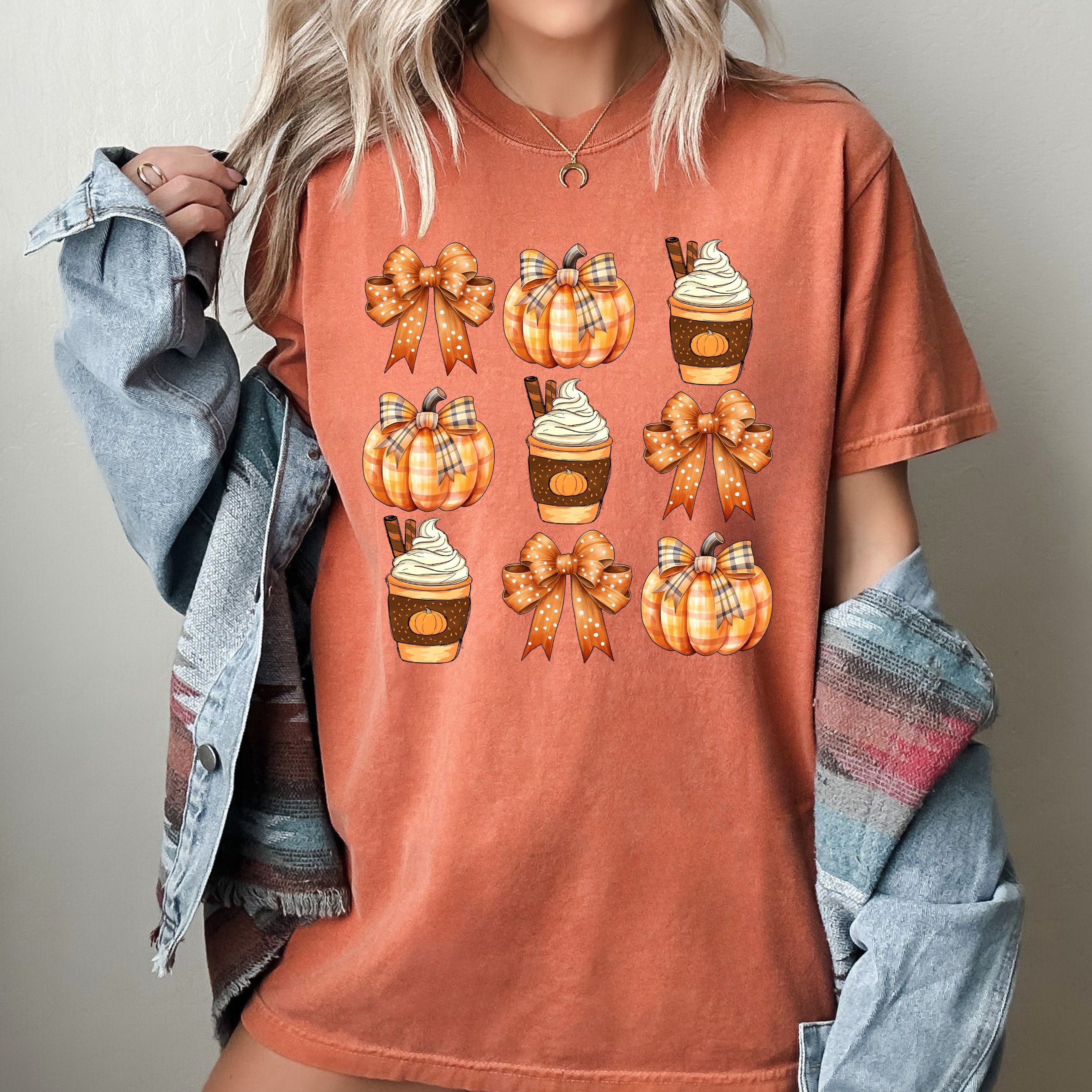 Coffee Pumpkin Bow Western Witch Aesthetic Meme Halloween Costume Comfort Colors Tee