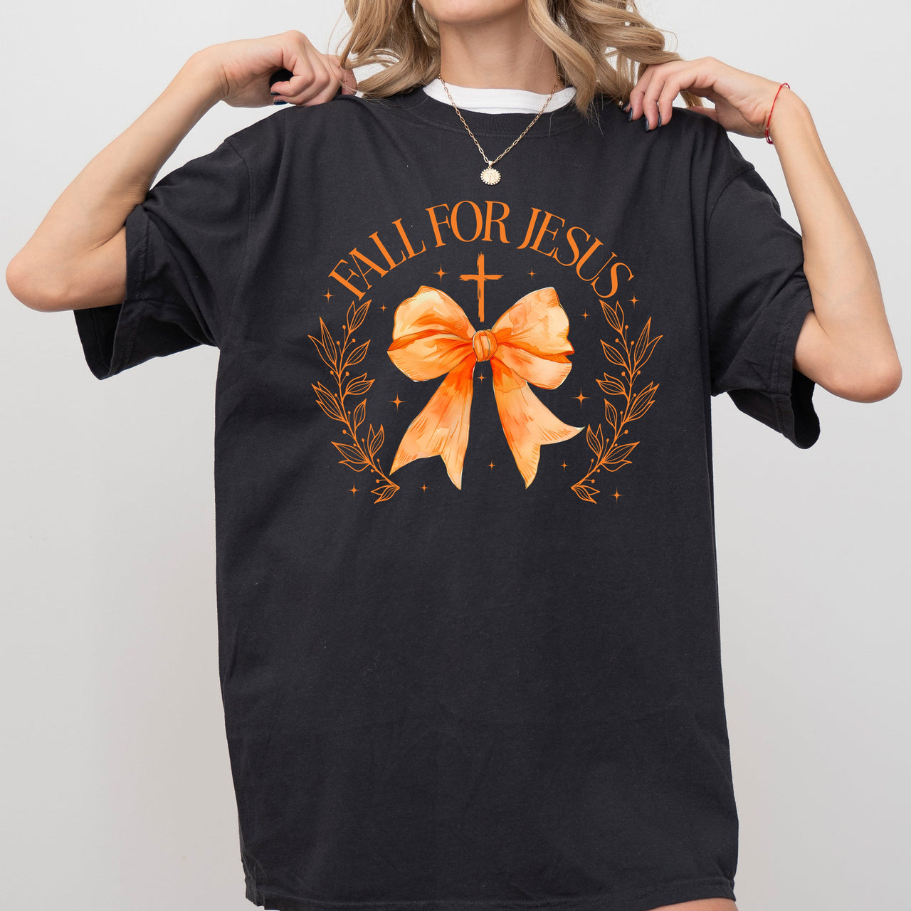 Fall For Jesus Bow Christian Western Witch Meme Halloween Costume Comfort Colors Tee
