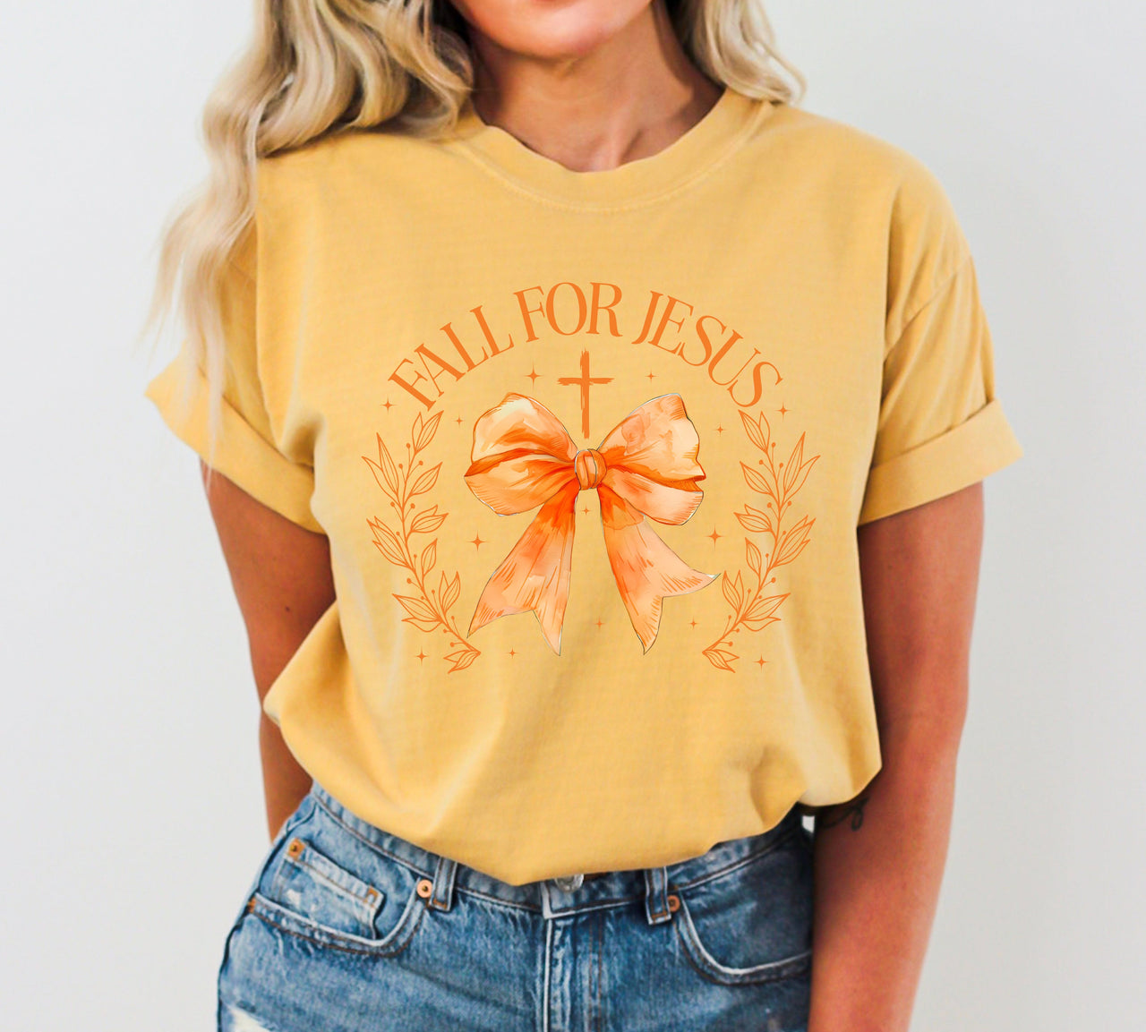 Fall For Jesus Bow Christian Western Witch Meme Halloween Costume Comfort Colors Tee