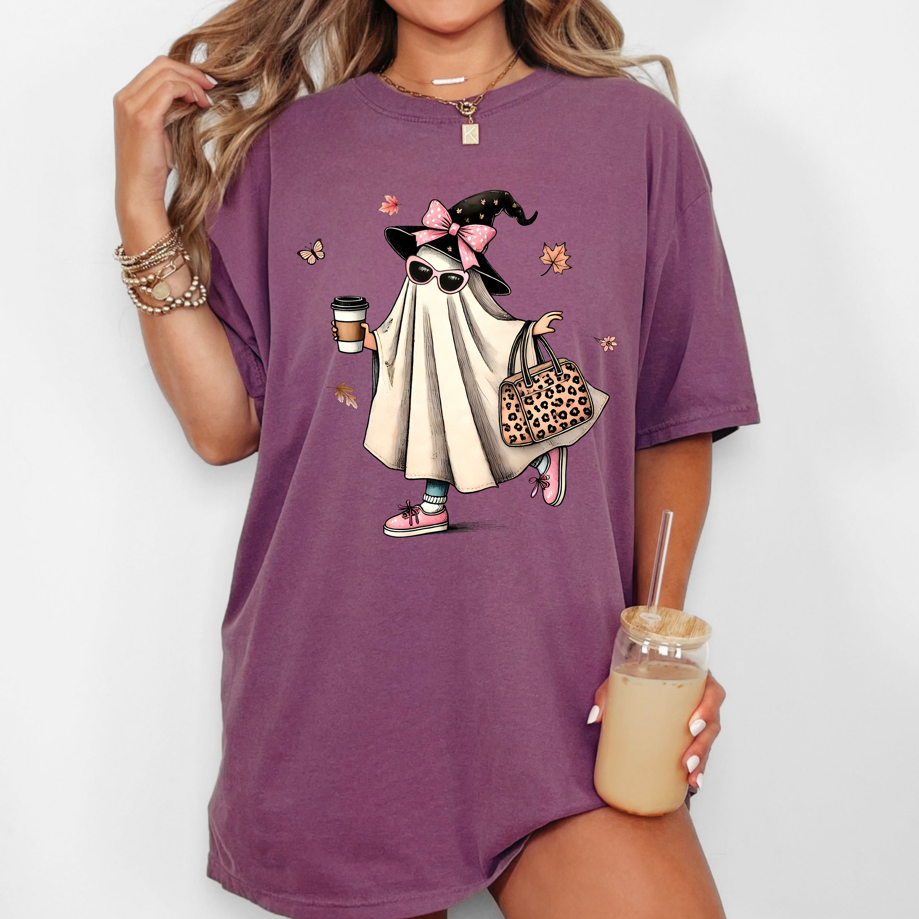 Fancy Ghost Coffee Western Witch Aesthetic Meme Halloween Costume Comfort Colors Tee