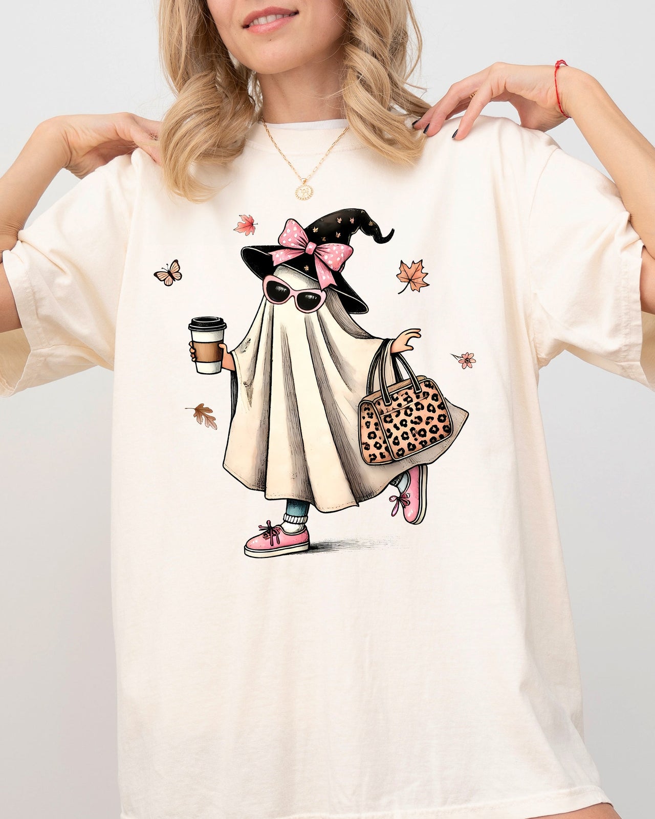 Fancy Ghost Coffee Western Witch Aesthetic Meme Halloween Costume Comfort Colors Tee