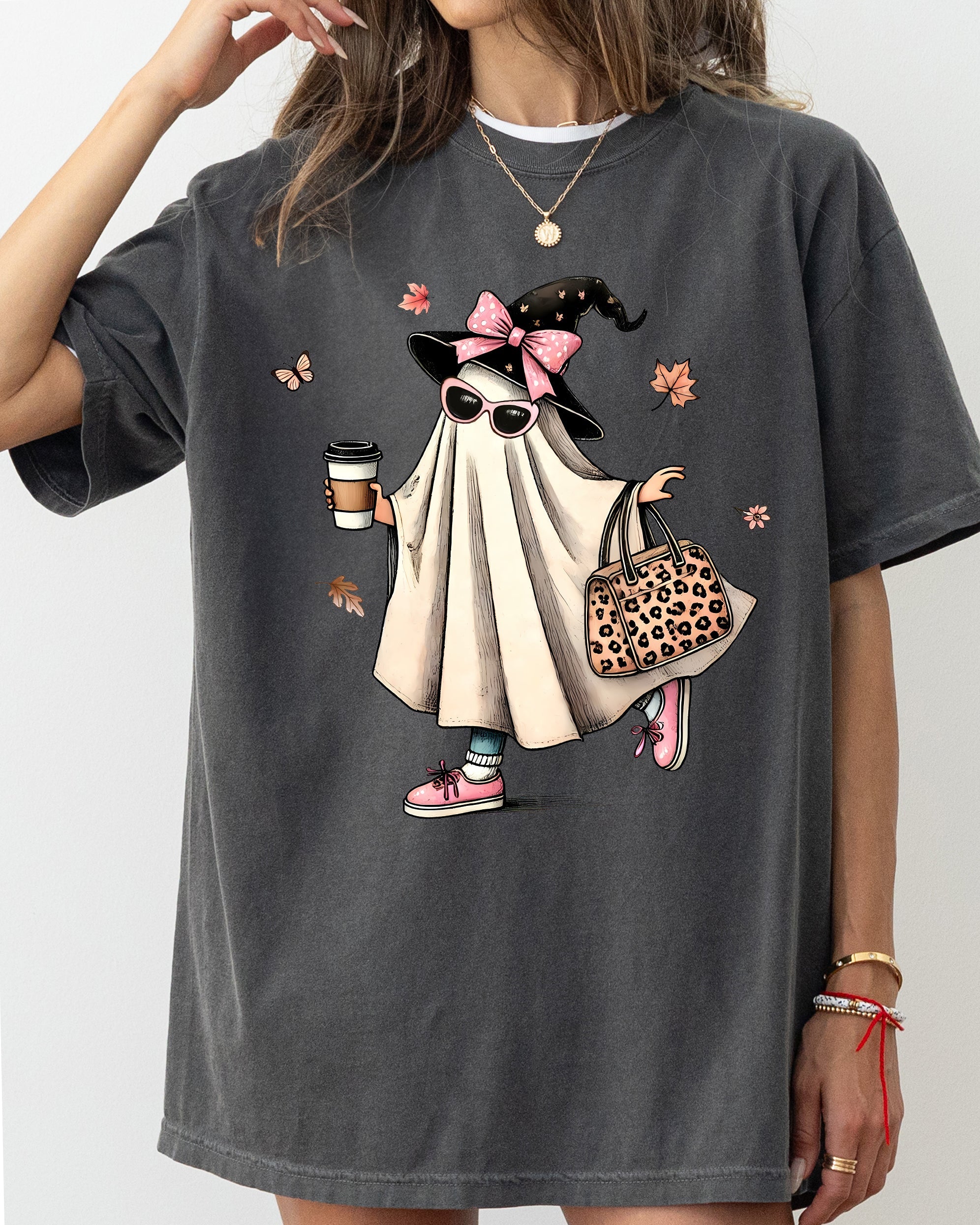 Fancy Ghost Coffee Western Witch Aesthetic Meme Halloween Costume Comfort Colors Tee