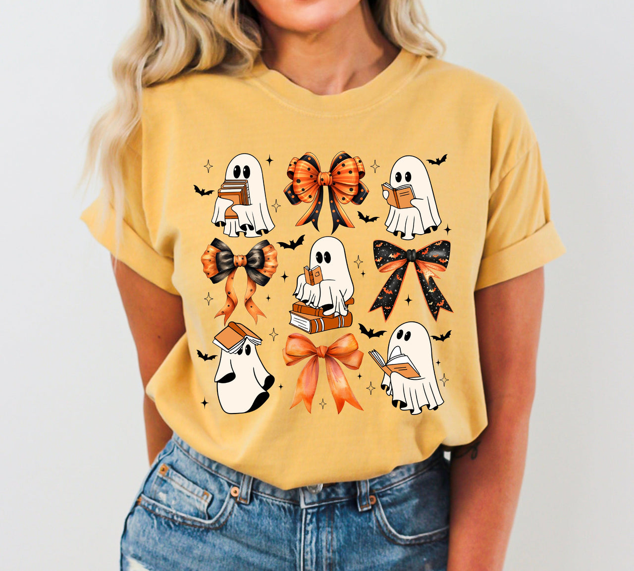 Cute Ghosts Book Lover Western Witch Halloween Costume Aesthetic Meme Comfort Colors Tee