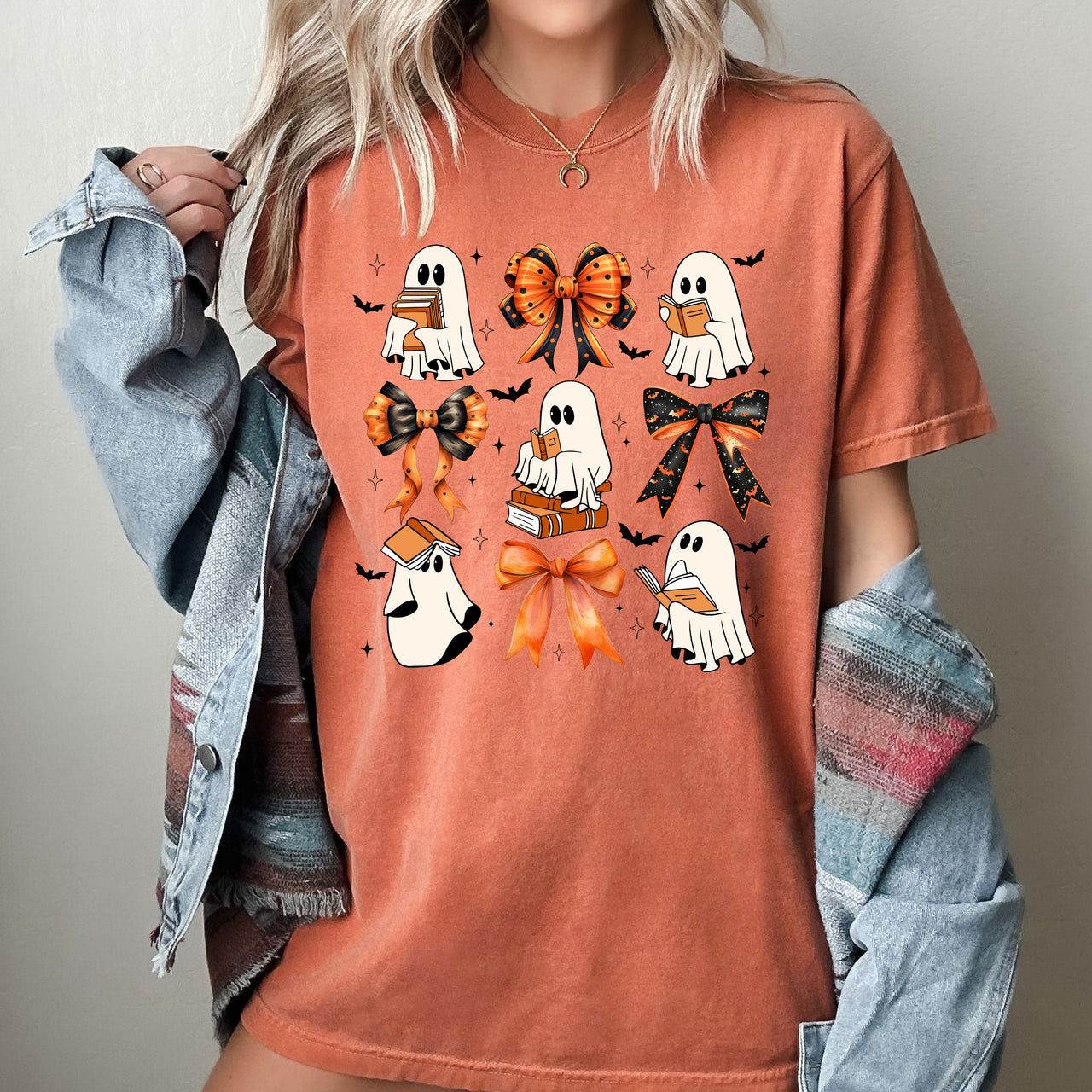 Cute Ghosts Book Lover Western Witch Halloween Costume Aesthetic Meme Comfort Colors Tee
