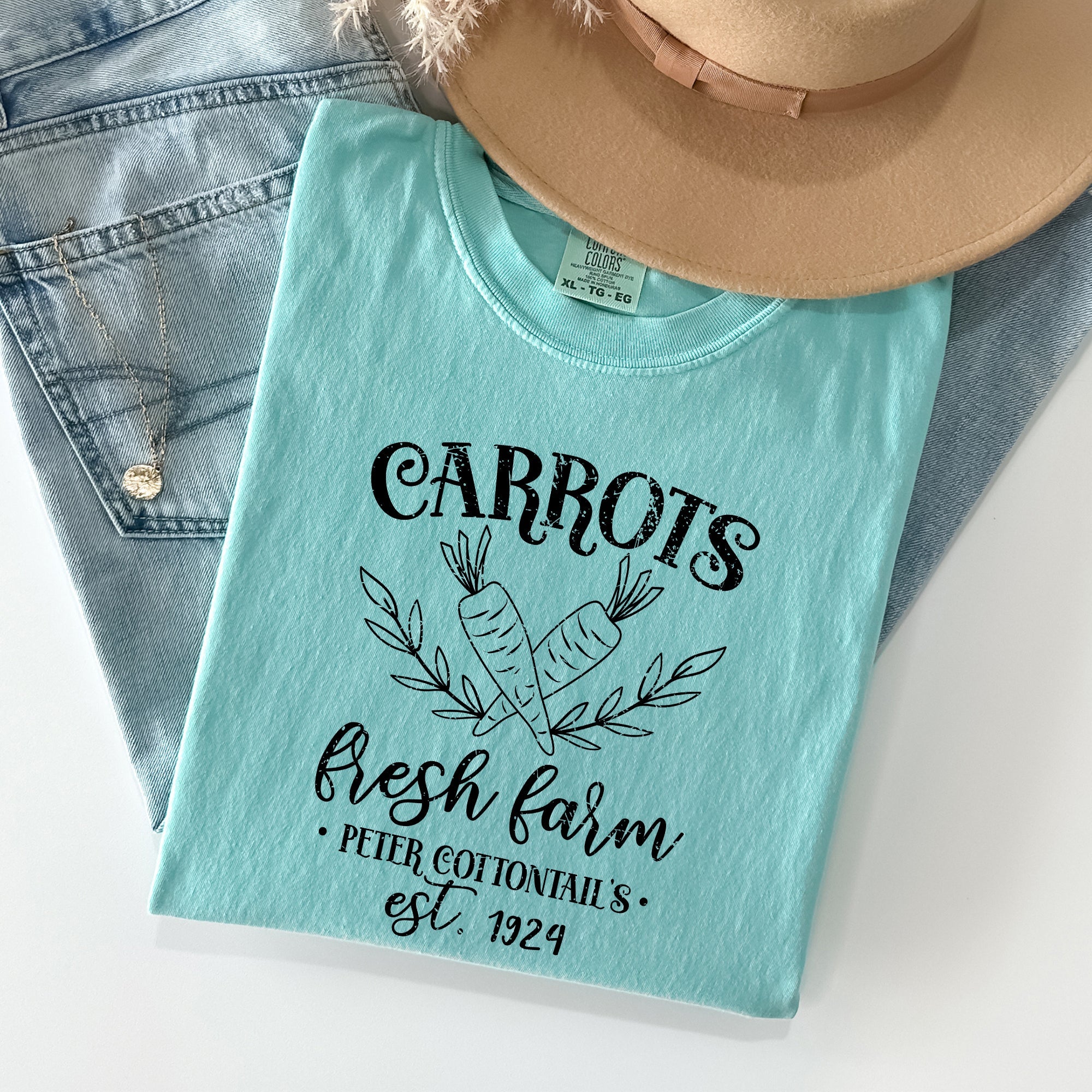 Farm Fresh Carrots Peter Cottontail Retro Farm Sign Easter Nostalgic Comfort Colors Tee