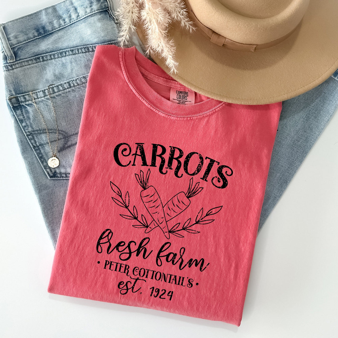 Farm Fresh Carrots Peter Cottontail Retro Farm Sign Easter Nostalgic Comfort Colors Tee