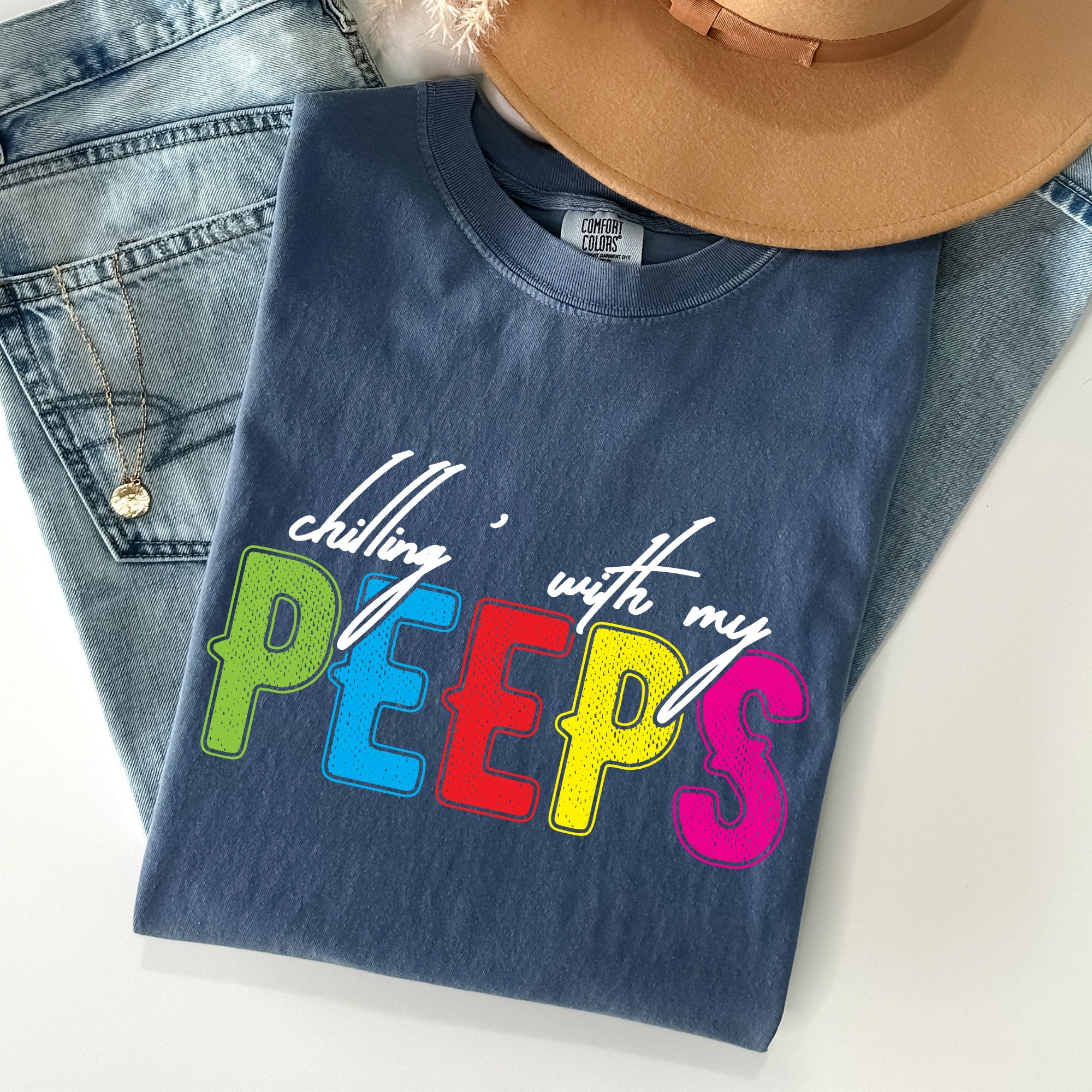 Chilling With My Peeps Easter Nostalgia Of Sweet Candy Memories From Childhood Spring Days Comfort Colors Tee